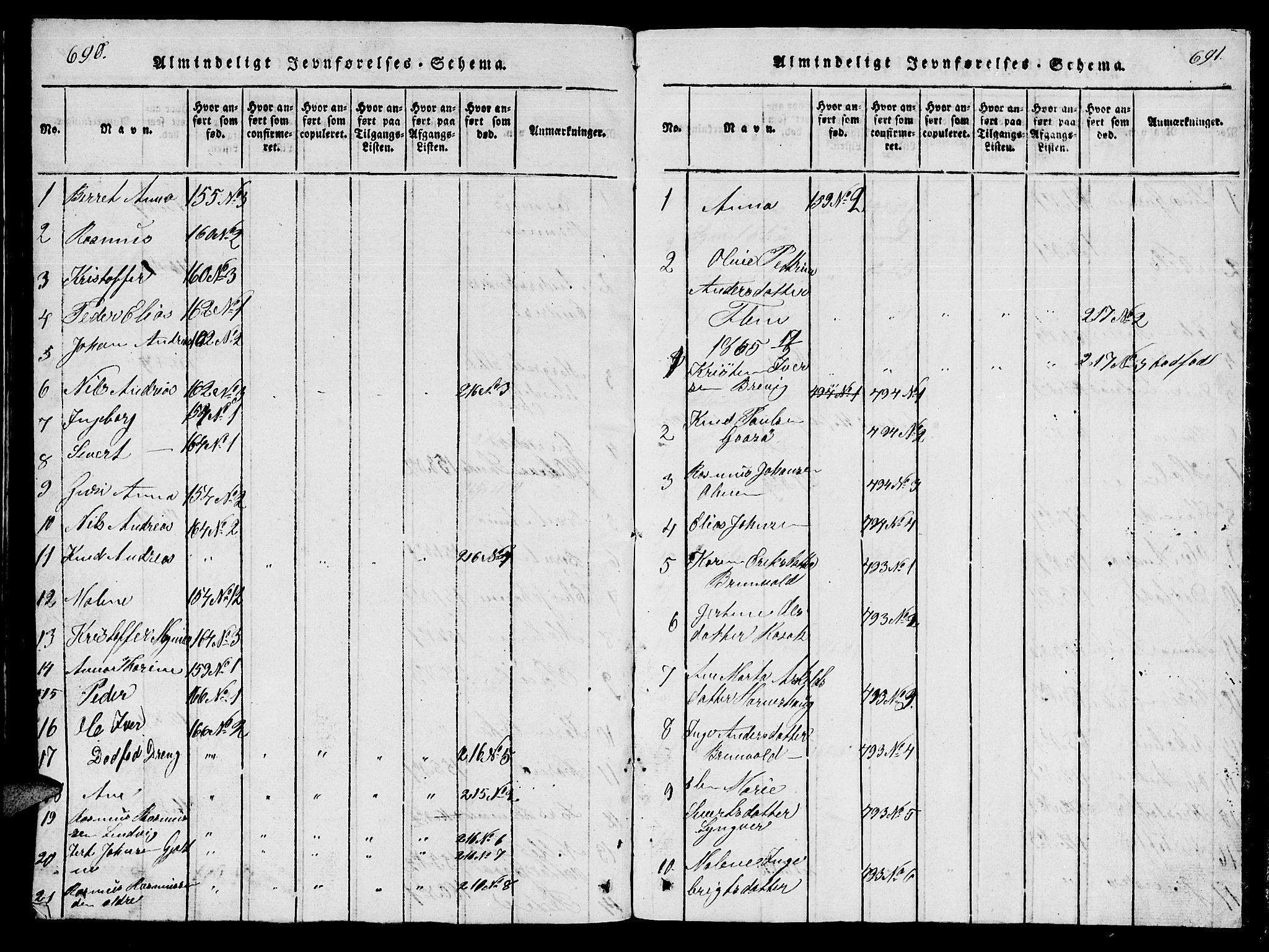 Ministerialprotokoller, klokkerbøker og fødselsregistre - Møre og Romsdal, AV/SAT-A-1454/561/L0731: Klokkerbok nr. 561C01, 1817-1867, s. 690-691