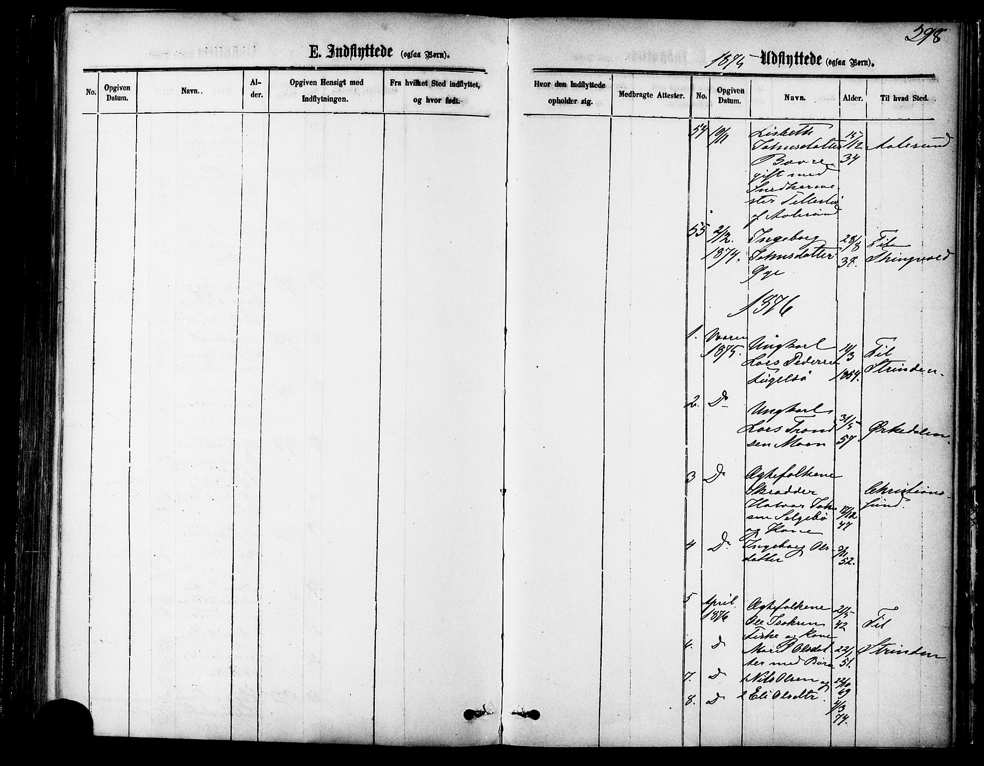 Ministerialprotokoller, klokkerbøker og fødselsregistre - Møre og Romsdal, SAT/A-1454/595/L1046: Ministerialbok nr. 595A08, 1874-1884, s. 298