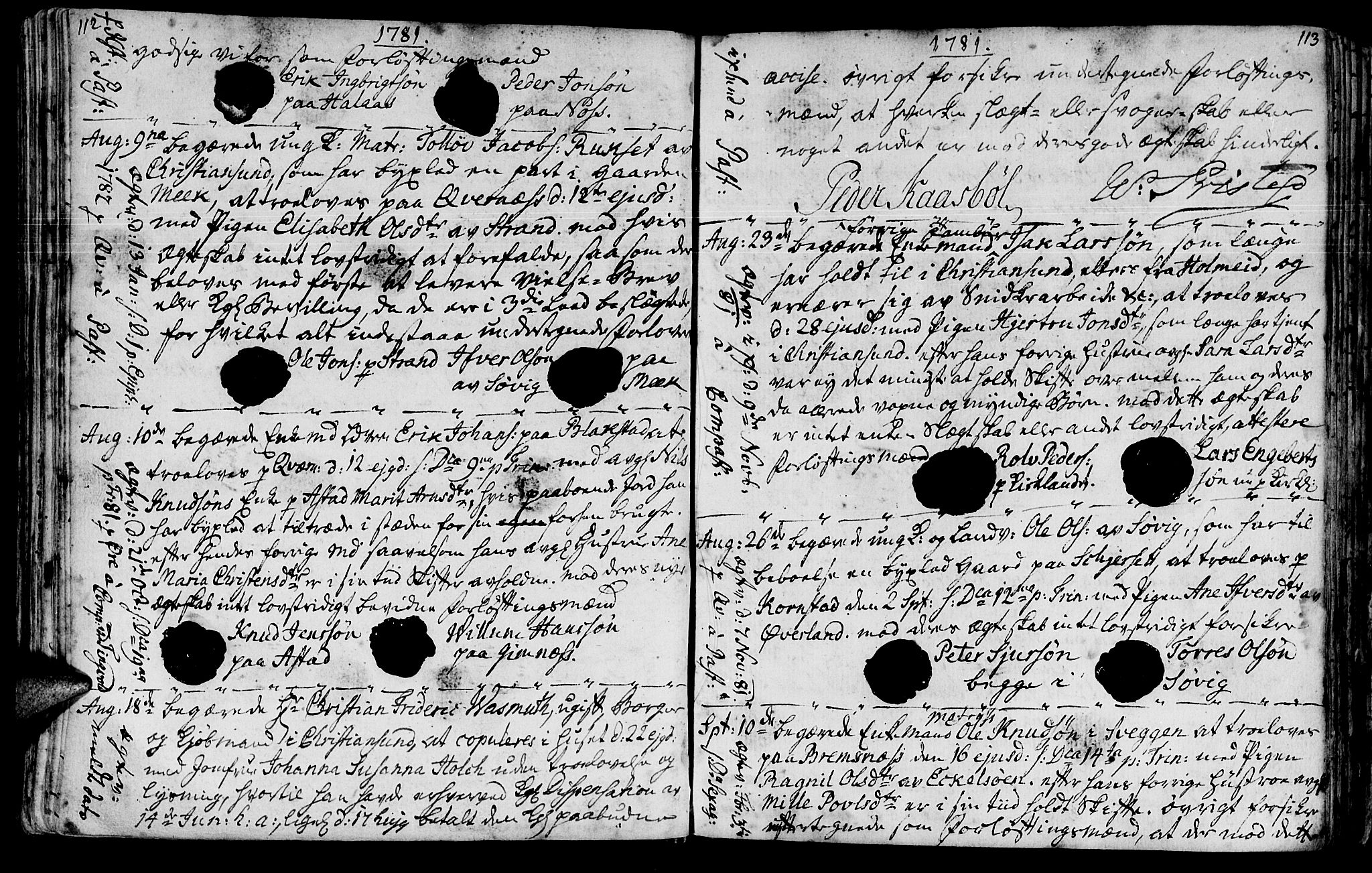 Ministerialprotokoller, klokkerbøker og fødselsregistre - Møre og Romsdal, AV/SAT-A-1454/568/L0794: Ministerialbok nr. 568A03, 1764-1801, s. 112-113