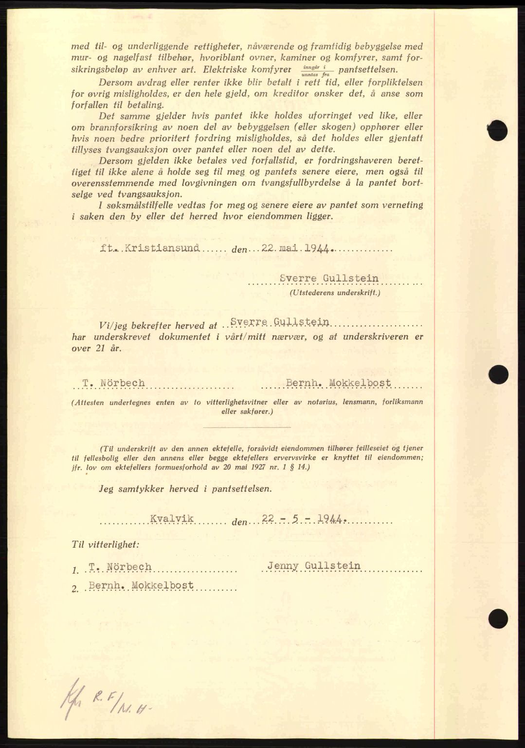 Nordmøre sorenskriveri, AV/SAT-A-4132/1/2/2Ca: Pantebok nr. B91, 1943-1944, Dagboknr: 1088/1944