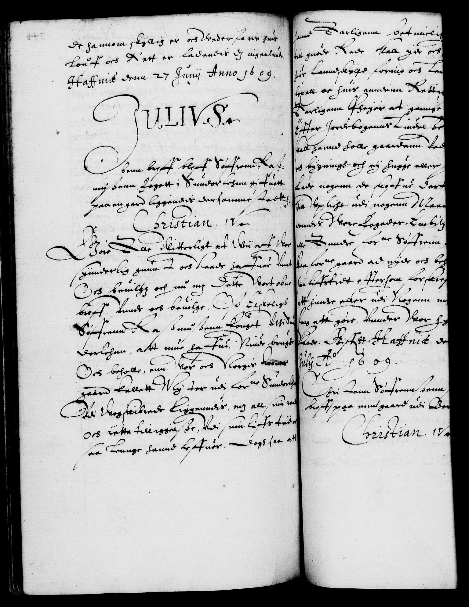 Danske Kanselli 1572-1799, RA/EA-3023/F/Fc/Fca/Fcaa/L0003: Norske registre (mikrofilm), 1596-1616, s. 348b