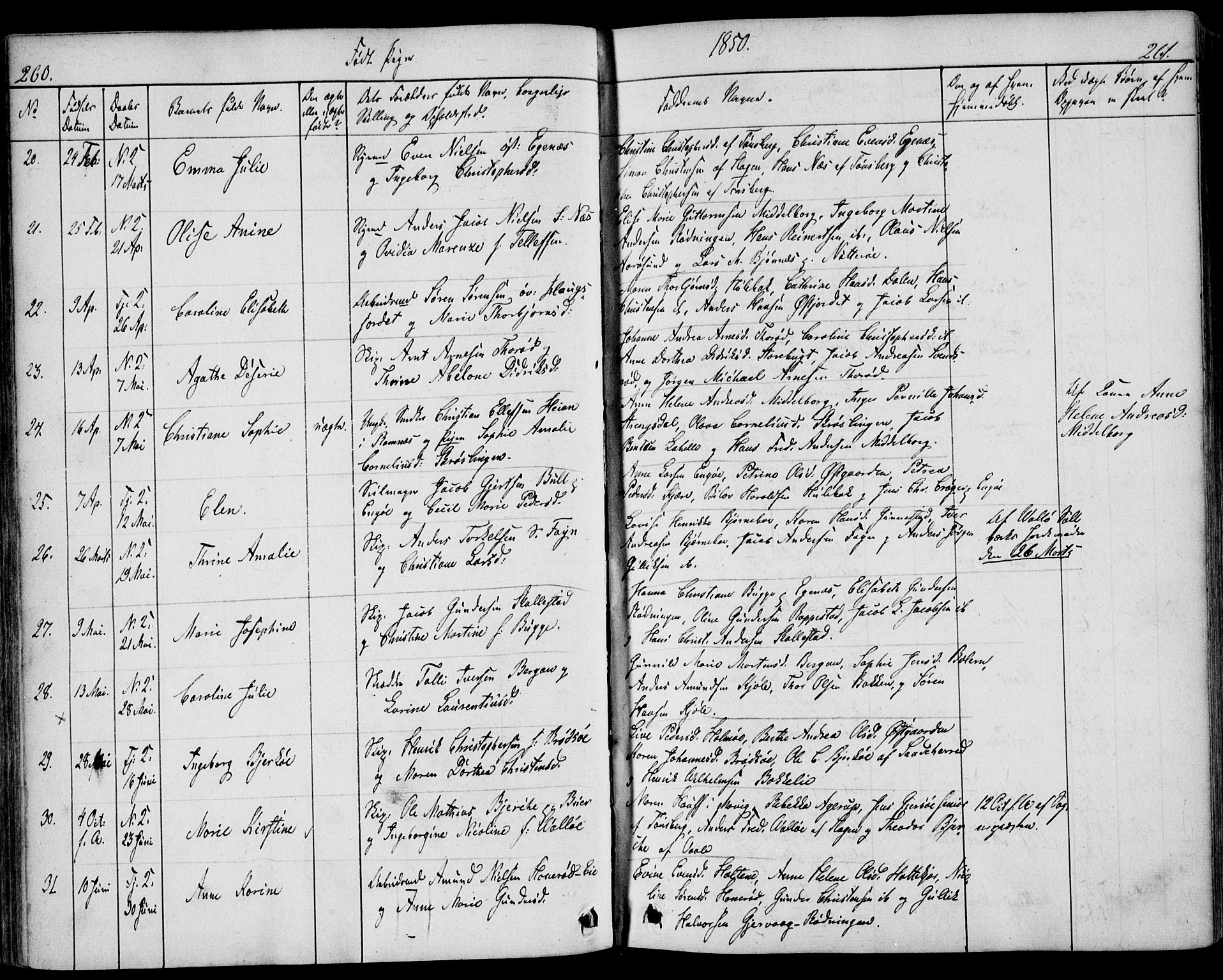 Nøtterøy kirkebøker, AV/SAKO-A-354/F/Fa/L0005: Ministerialbok nr. I 5, 1839-1852, s. 260-261