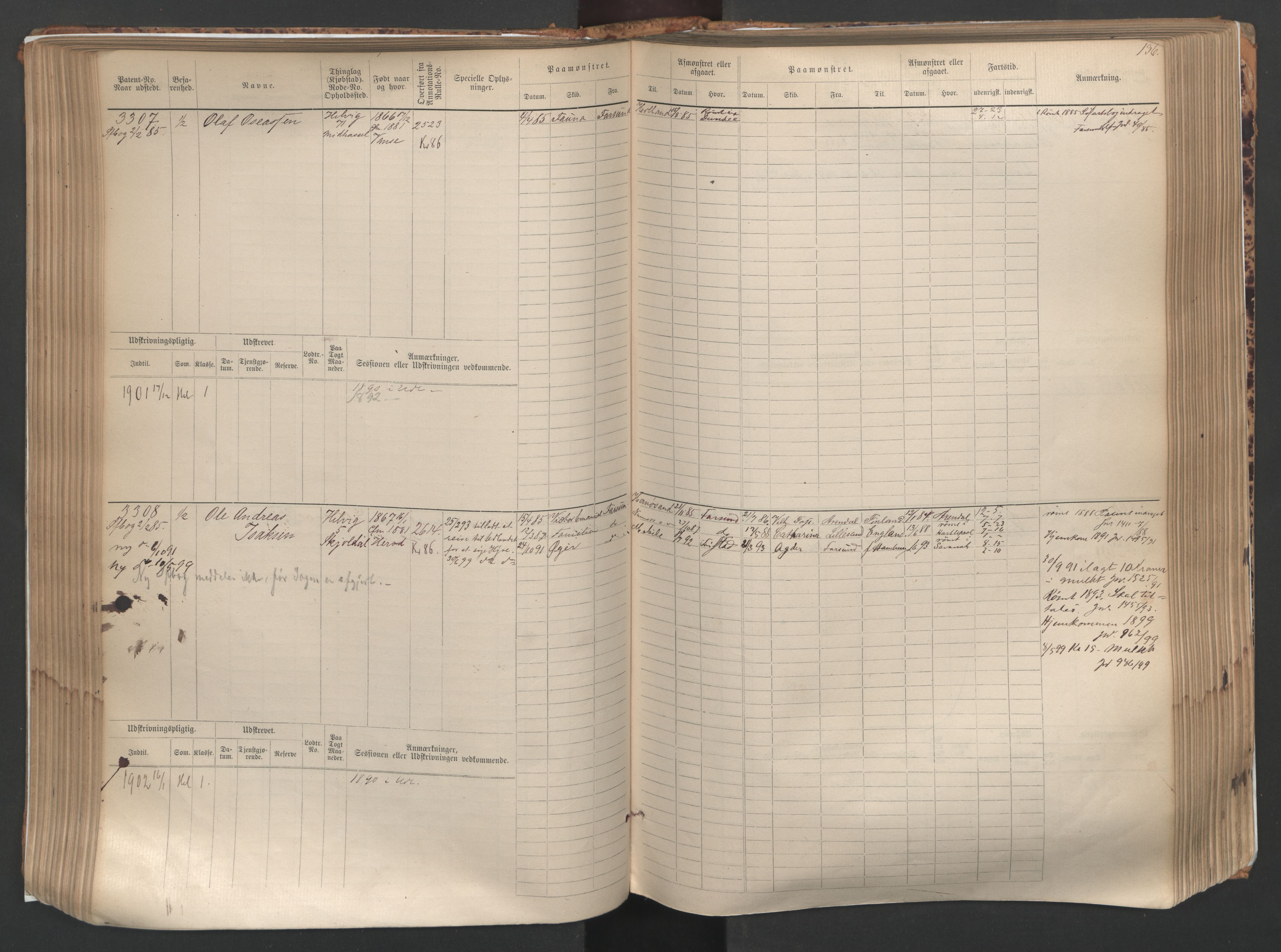 Farsund mønstringskrets, AV/SAK-2031-0017/F/Fb/L0005: Hovedrulle nr 3041-3804, M-8, 1883-1930, s. 139