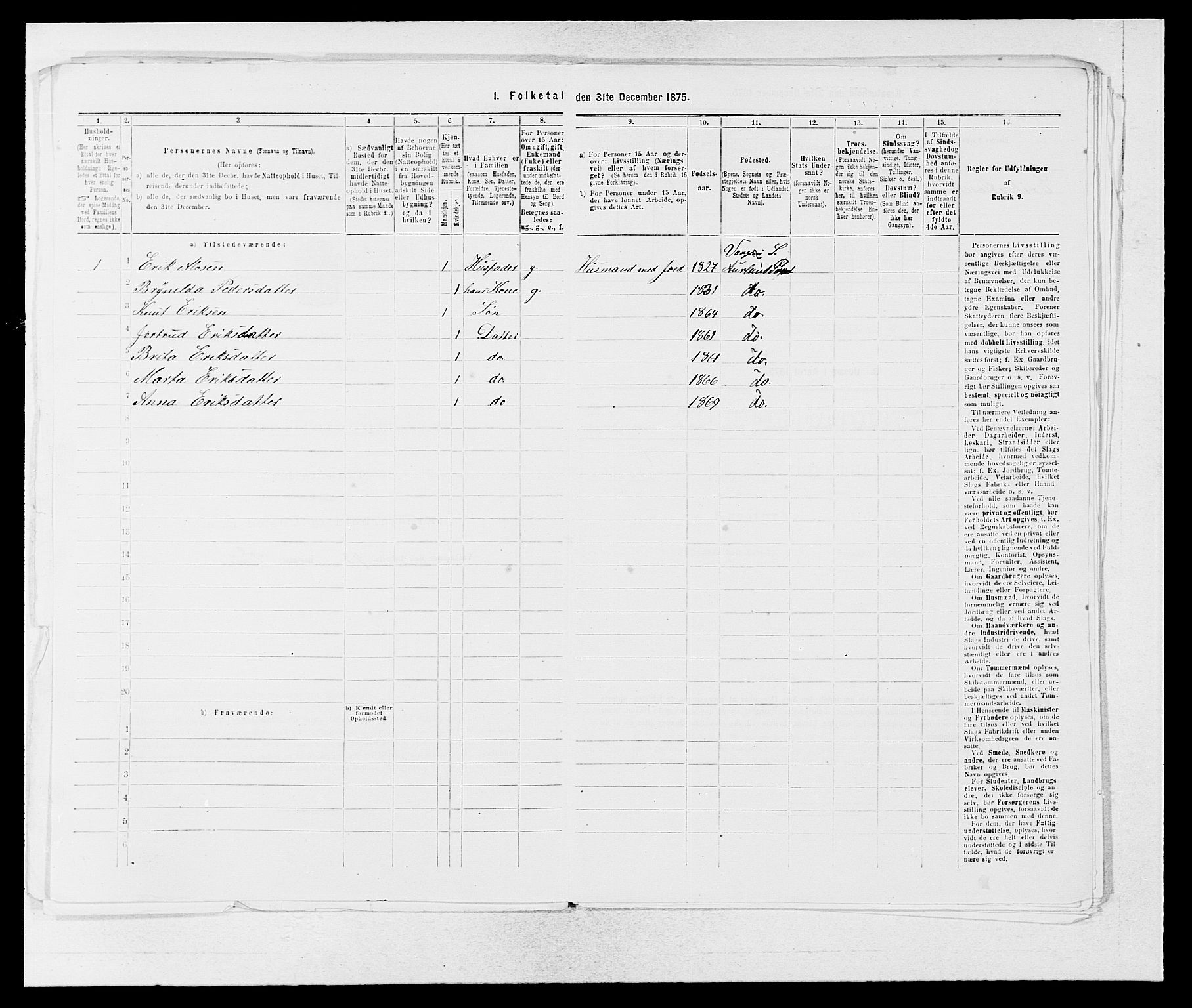 SAB, Folketelling 1875 for 1421P Aurland prestegjeld, 1875, s. 427