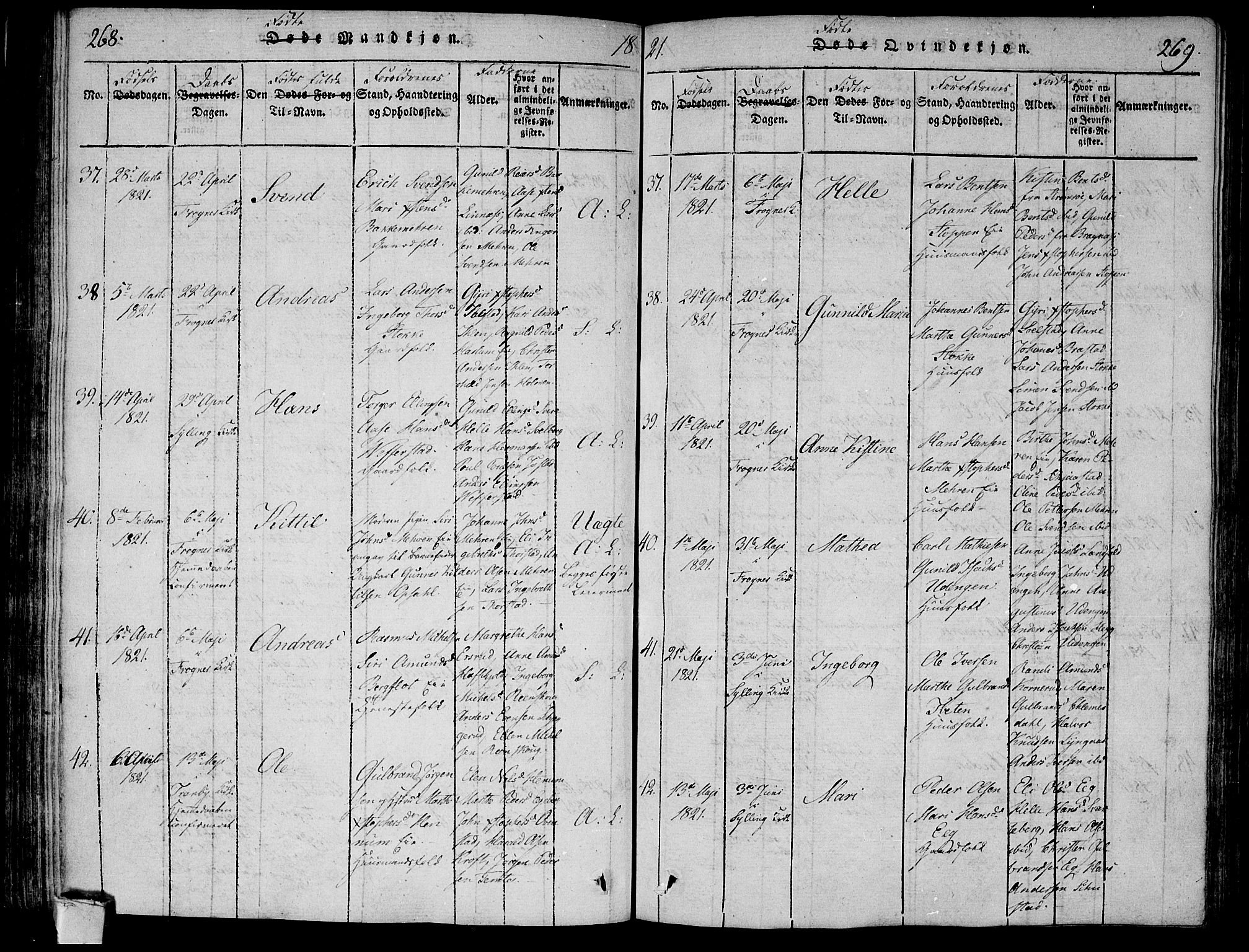 Lier kirkebøker, AV/SAKO-A-230/F/Fa/L0008: Ministerialbok nr. I 8, 1813-1825, s. 268-269