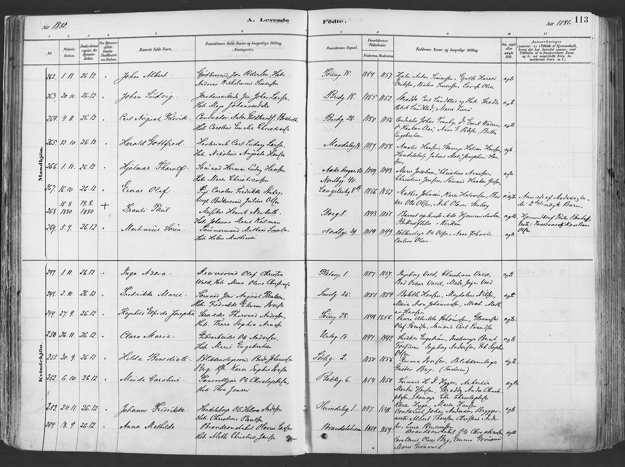 Grønland prestekontor Kirkebøker, AV/SAO-A-10848/F/Fa/L0007: Ministerialbok nr. 7, 1878-1888, s. 113