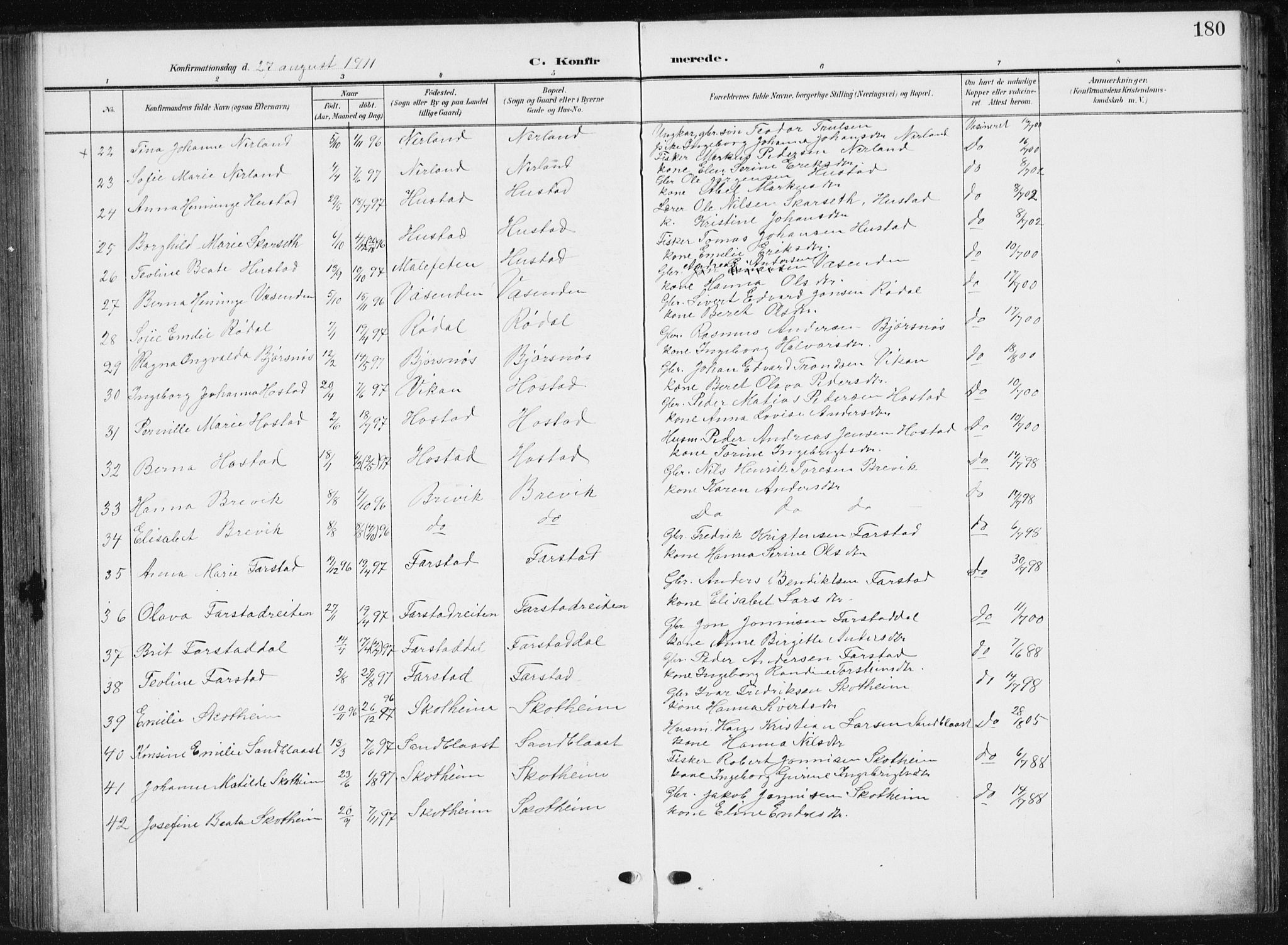 Ministerialprotokoller, klokkerbøker og fødselsregistre - Møre og Romsdal, AV/SAT-A-1454/567/L0784: Klokkerbok nr. 567C04, 1903-1938, s. 180