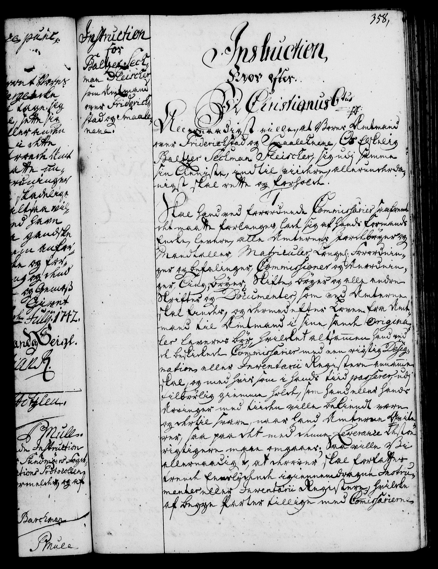 Rentekammeret, Kammerkanselliet, RA/EA-3111/G/Gg/Ggi/L0002: Norsk instruksjonsprotokoll med register (merket RK 53.35), 1729-1751, s. 358