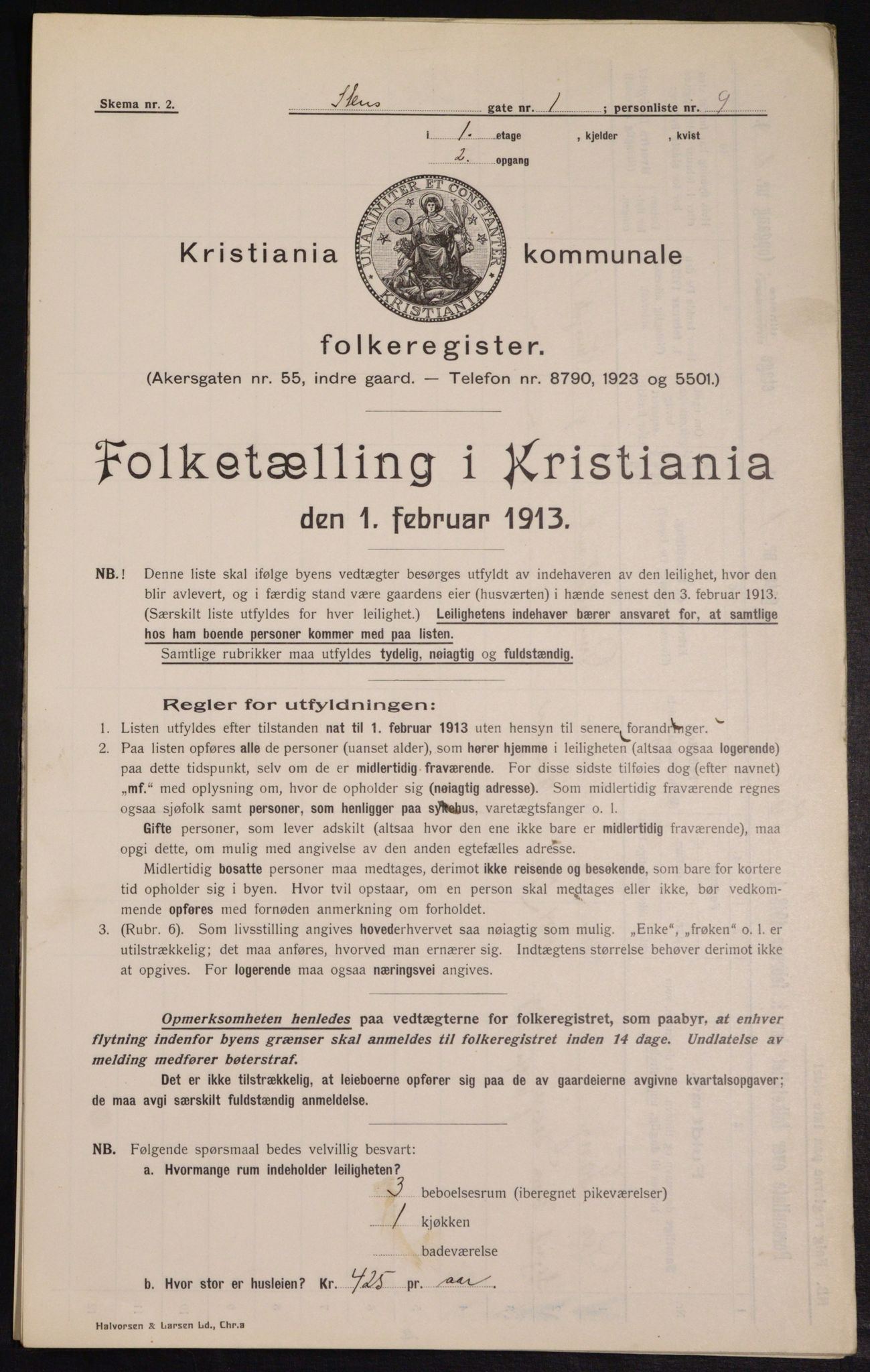 OBA, Kommunal folketelling 1.2.1913 for Kristiania, 1913, s. 101842