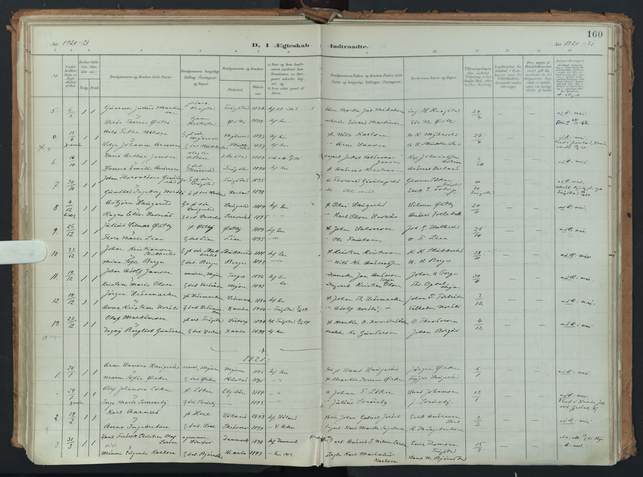 Eidsberg prestekontor Kirkebøker, AV/SAO-A-10905/F/Fb/L0002: Ministerialbok nr. II 2, 1901-1933, s. 160