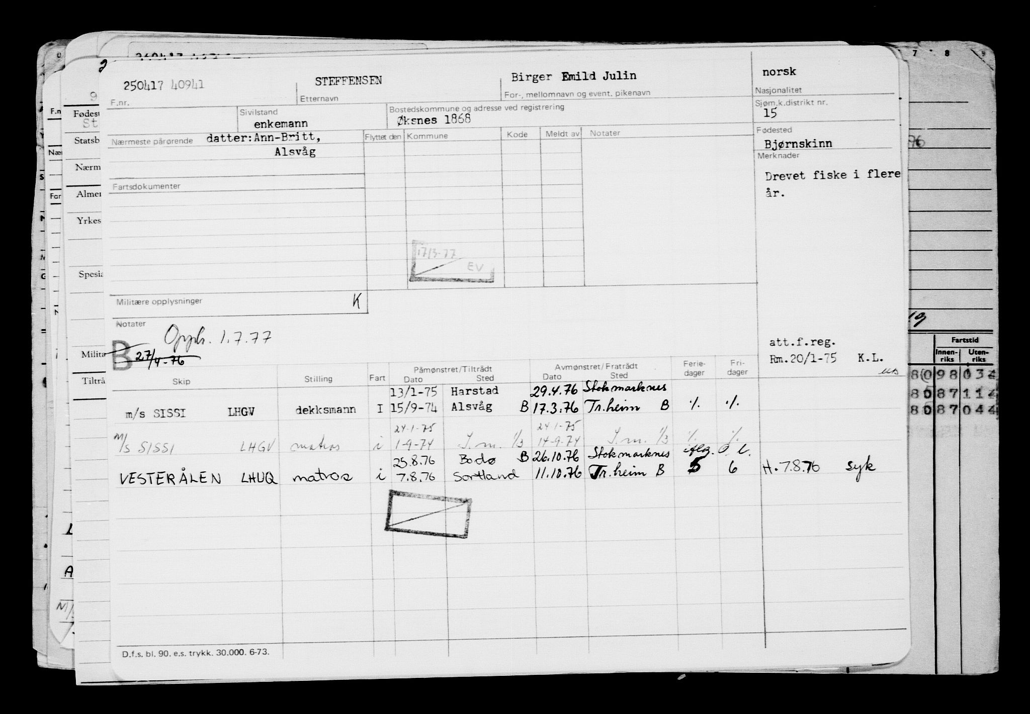 Direktoratet for sjømenn, AV/RA-S-3545/G/Gb/L0148: Hovedkort, 1917, s. 130