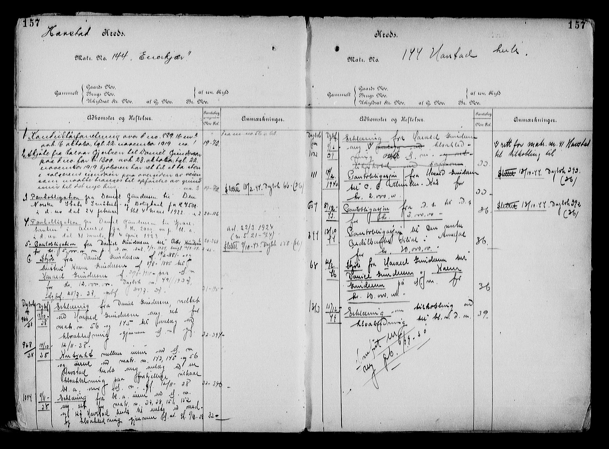 Arendal byfogd, AV/SAK-1222-0001/G/Ga/L0015: Panteregister nr. 13, 1860-1960, s. 157