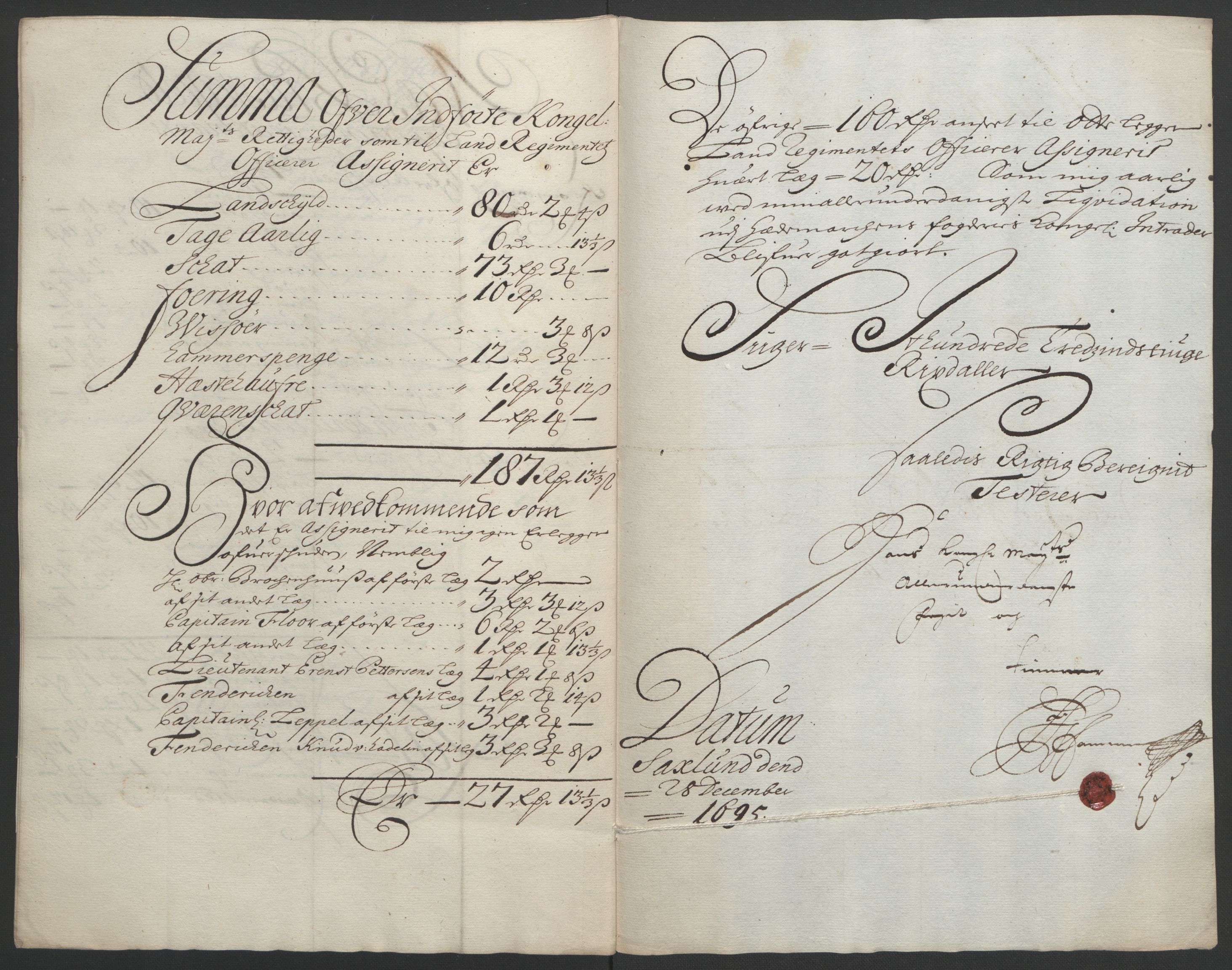 Rentekammeret inntil 1814, Reviderte regnskaper, Fogderegnskap, RA/EA-4092/R16/L1036: Fogderegnskap Hedmark, 1695-1696, s. 147