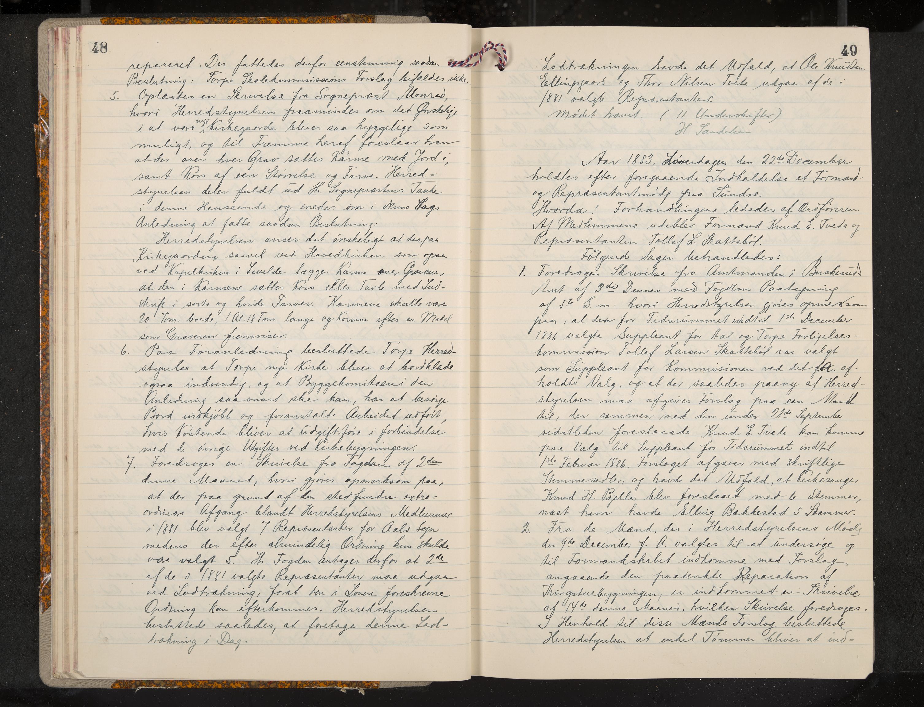 Ål formannskap og sentraladministrasjon, IKAK/0619021/A/Aa/L0004: Utskrift av møtebok, 1881-1901, s. 48-49