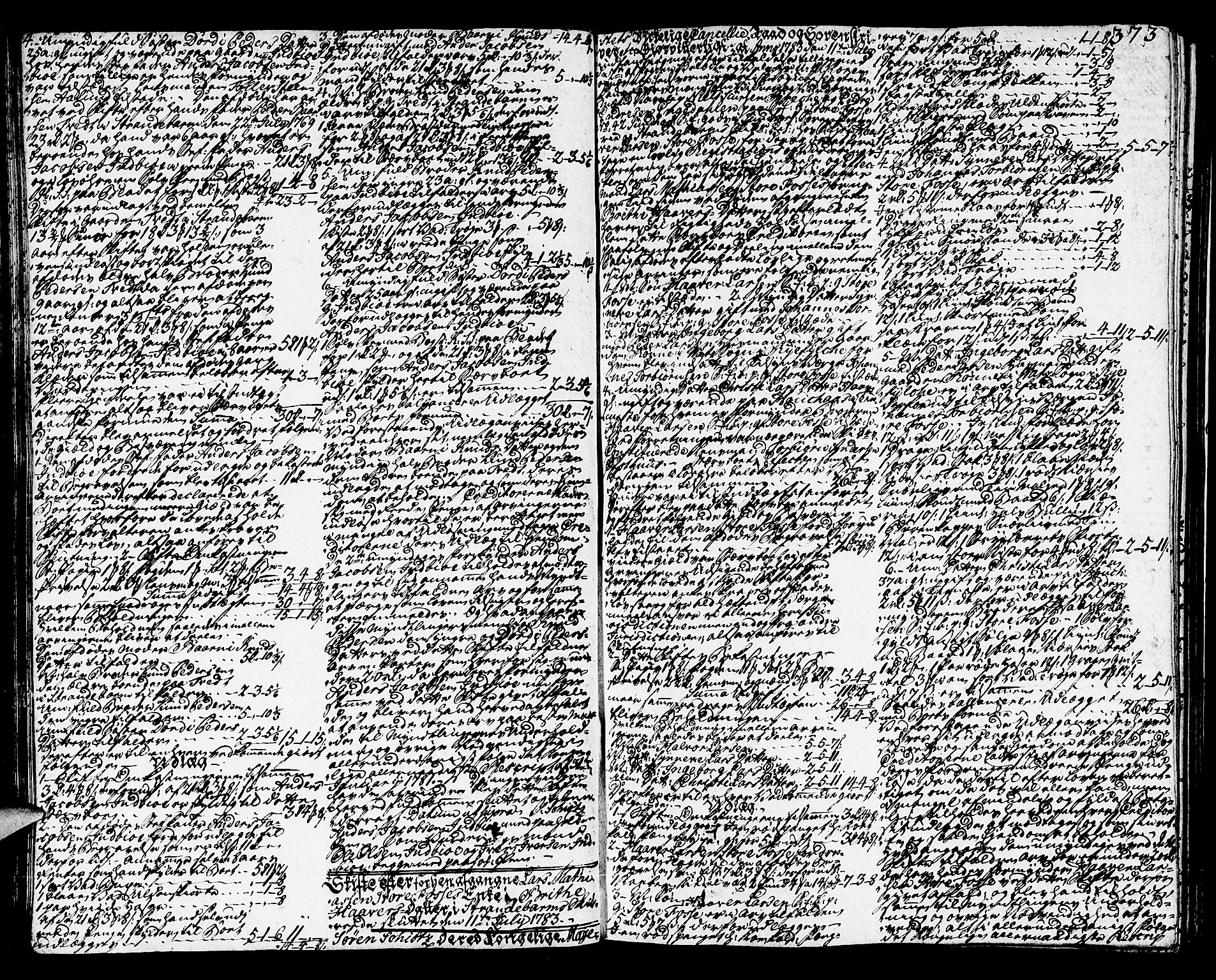 Sunnhordland sorenskrivar, SAB/A-2401/1/H/Ha/Haa/L0009: Skifteprotokollar. Register i protokoll. Fol. 639- ut, 1783-1785, s. 372b-373a
