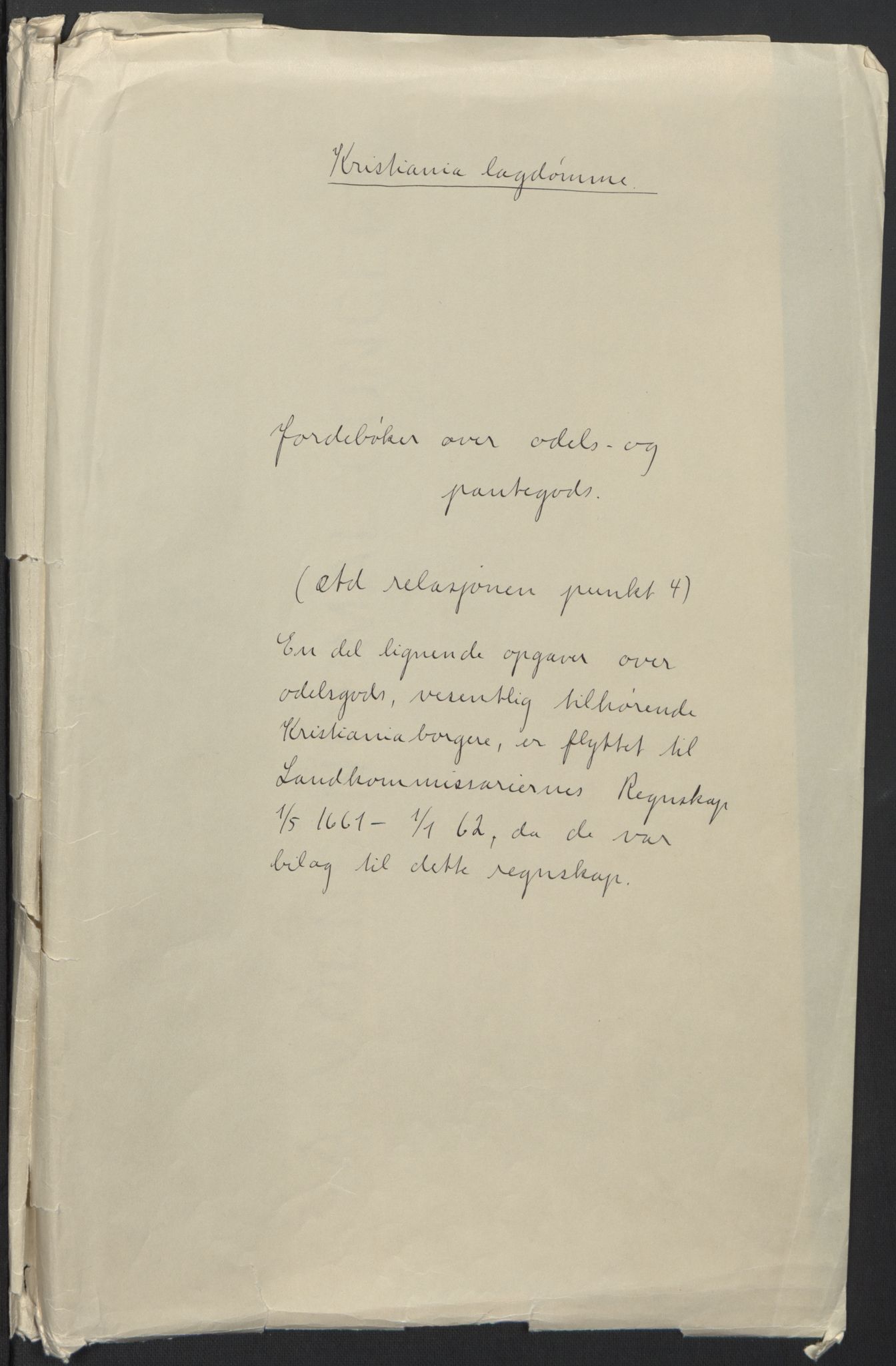 Rentekammeret inntil 1814, Realistisk ordnet avdeling, RA/EA-4070/L/L0007/0003: Kristiania lagdømme: / Jordebøker over adelsgods, odels- og pantegods, 1661