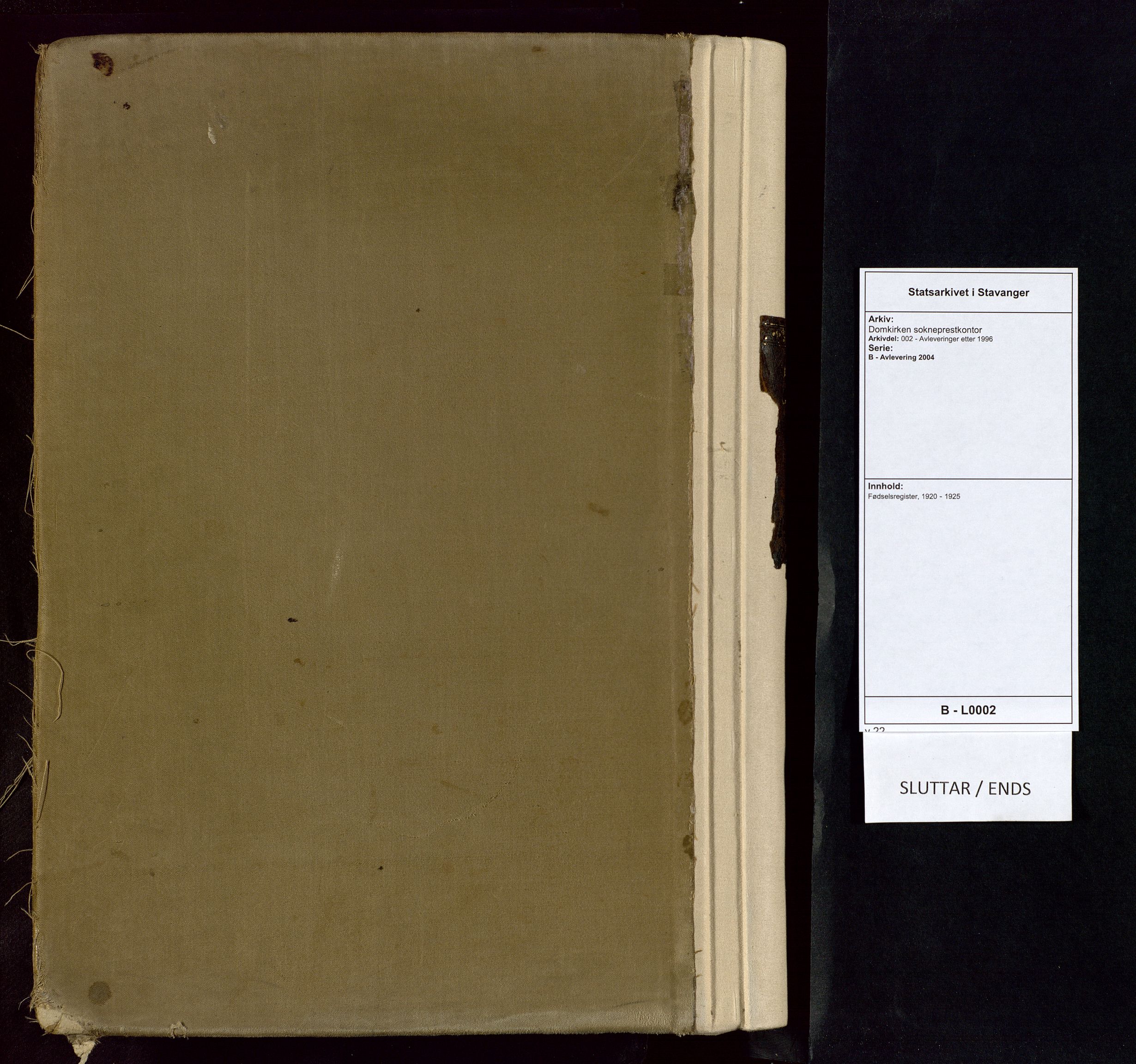Domkirken sokneprestkontor, AV/SAST-A-101812/002/B/L0002: Fødselsregister nr. 2, 1920-1925