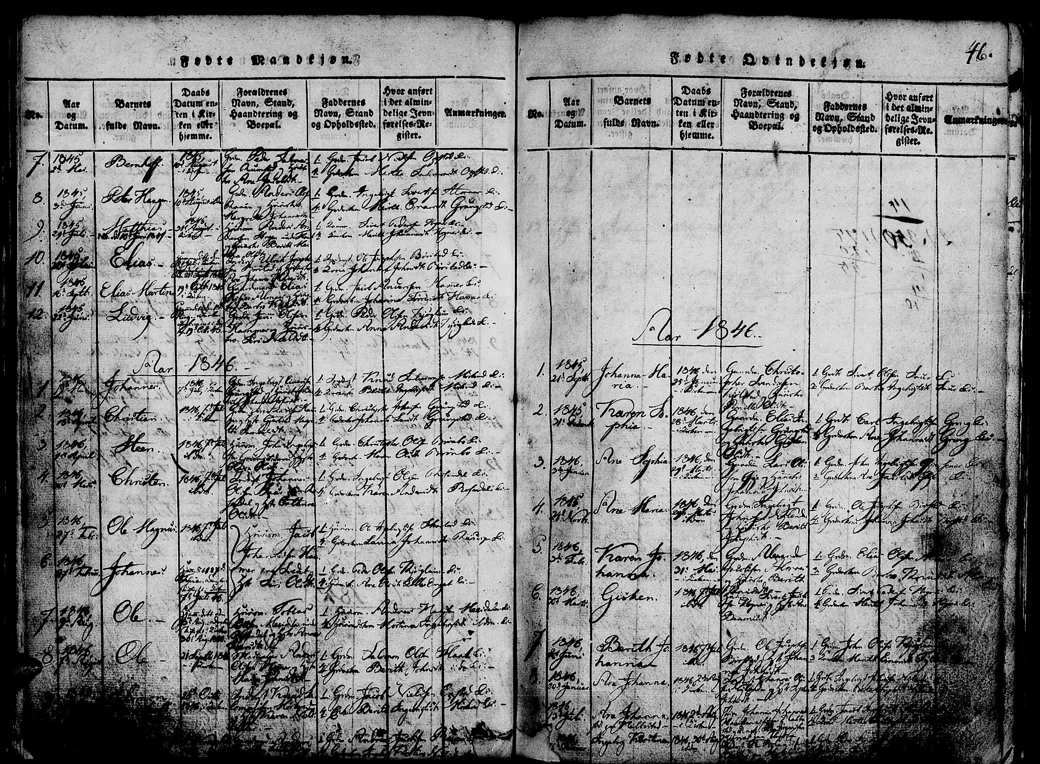Ministerialprotokoller, klokkerbøker og fødselsregistre - Nord-Trøndelag, AV/SAT-A-1458/765/L0562: Klokkerbok nr. 765C01, 1817-1851, s. 46