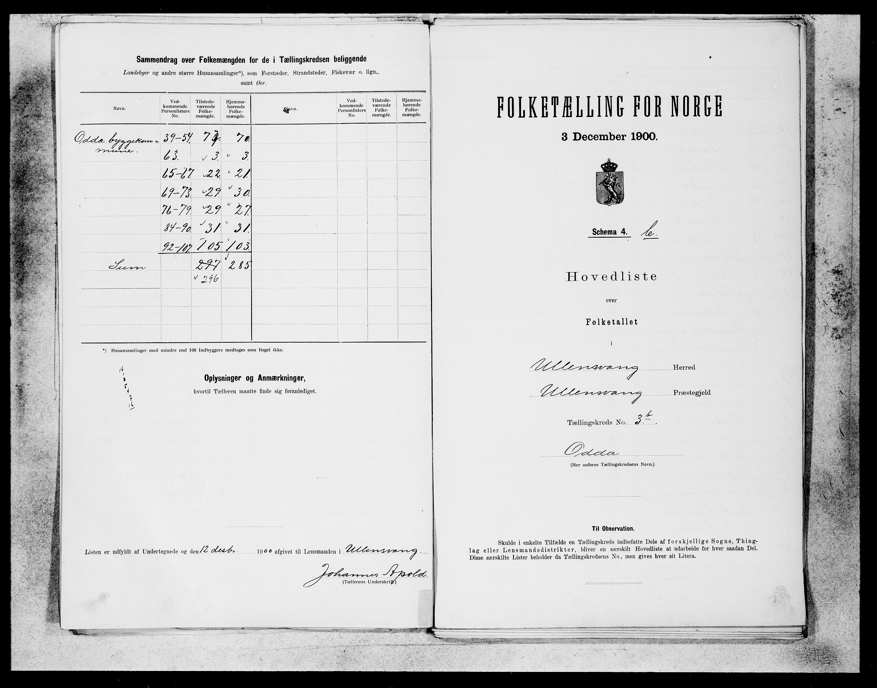 SAB, Folketelling 1900 for 1230 Ullensvang herred, 1900, s. 7