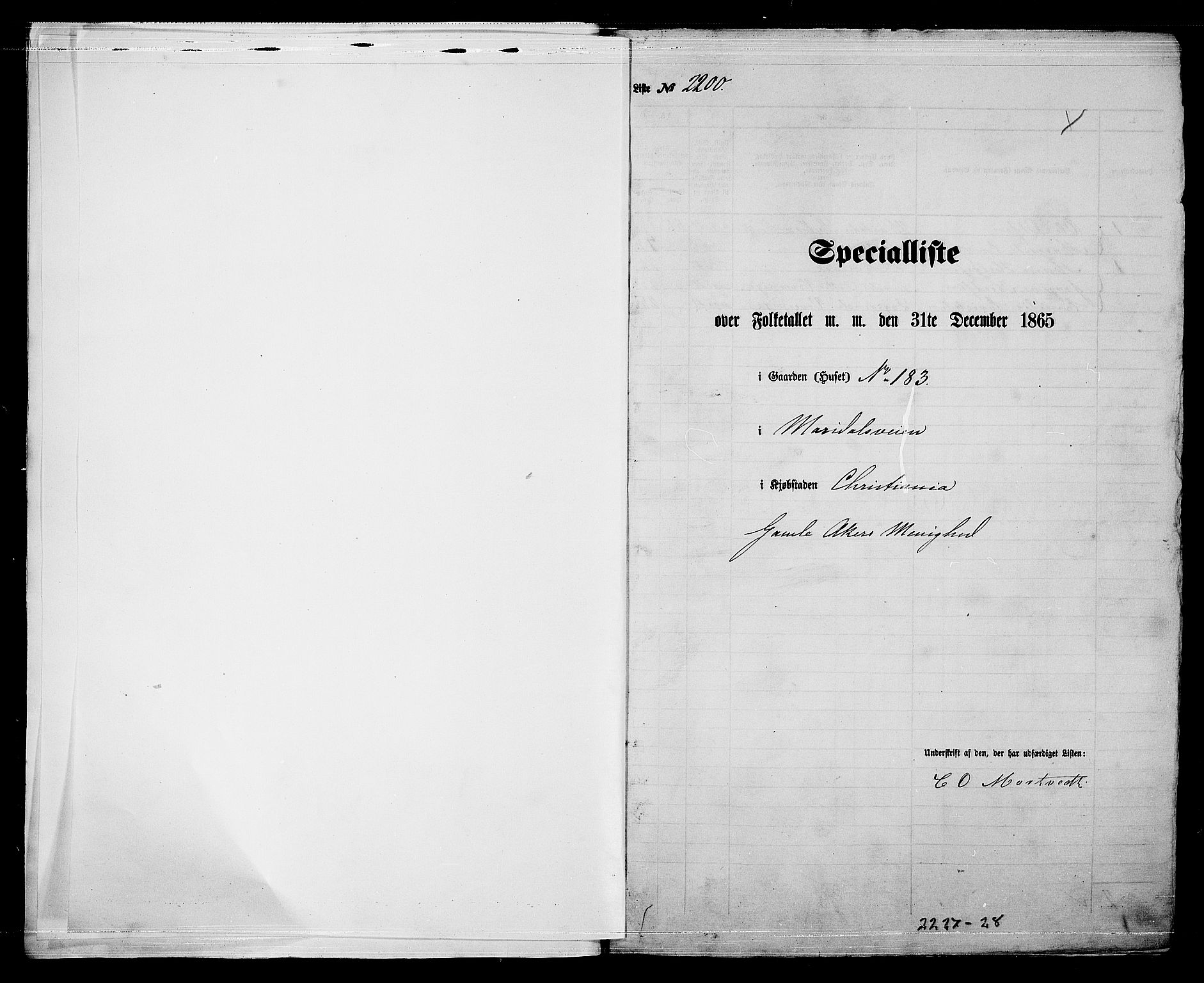 RA, Folketelling 1865 for 0301 Kristiania kjøpstad, 1865, s. 4905