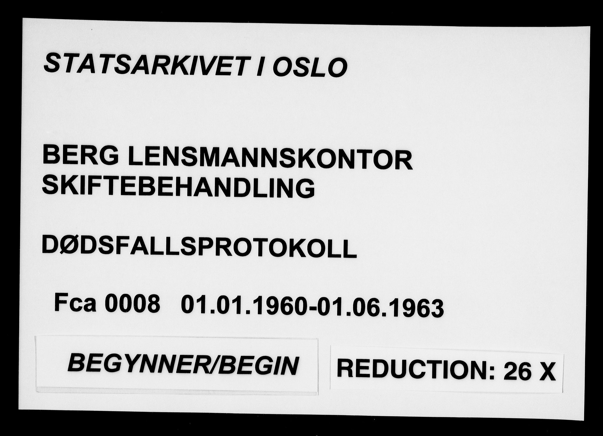 Berg lensmannskontor, AV/SAO-A-10263/H/Ha/Haa/L0008: Dødsfallsprotokoll, 1960-1963