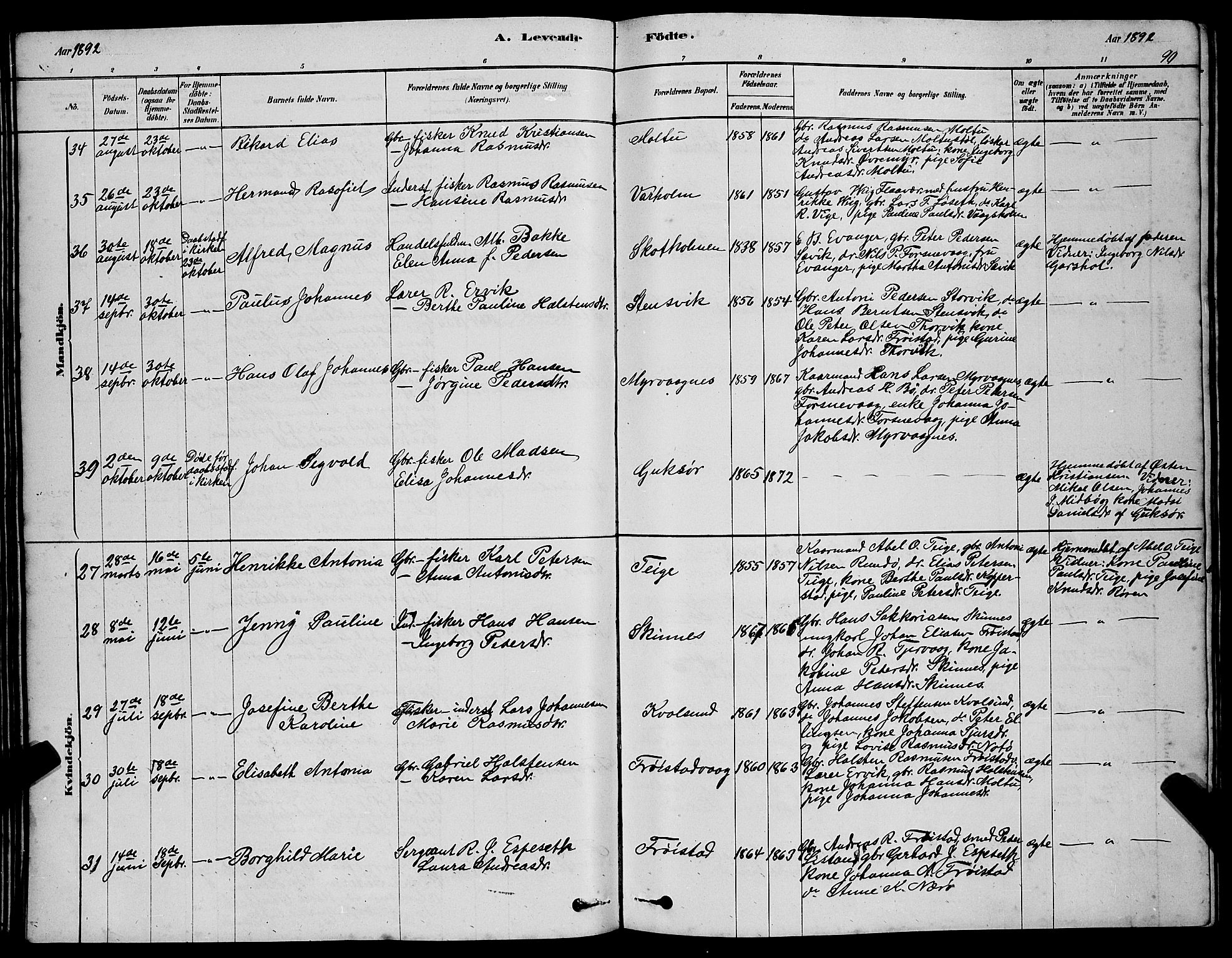 Ministerialprotokoller, klokkerbøker og fødselsregistre - Møre og Romsdal, AV/SAT-A-1454/507/L0081: Klokkerbok nr. 507C04, 1878-1898, s. 90