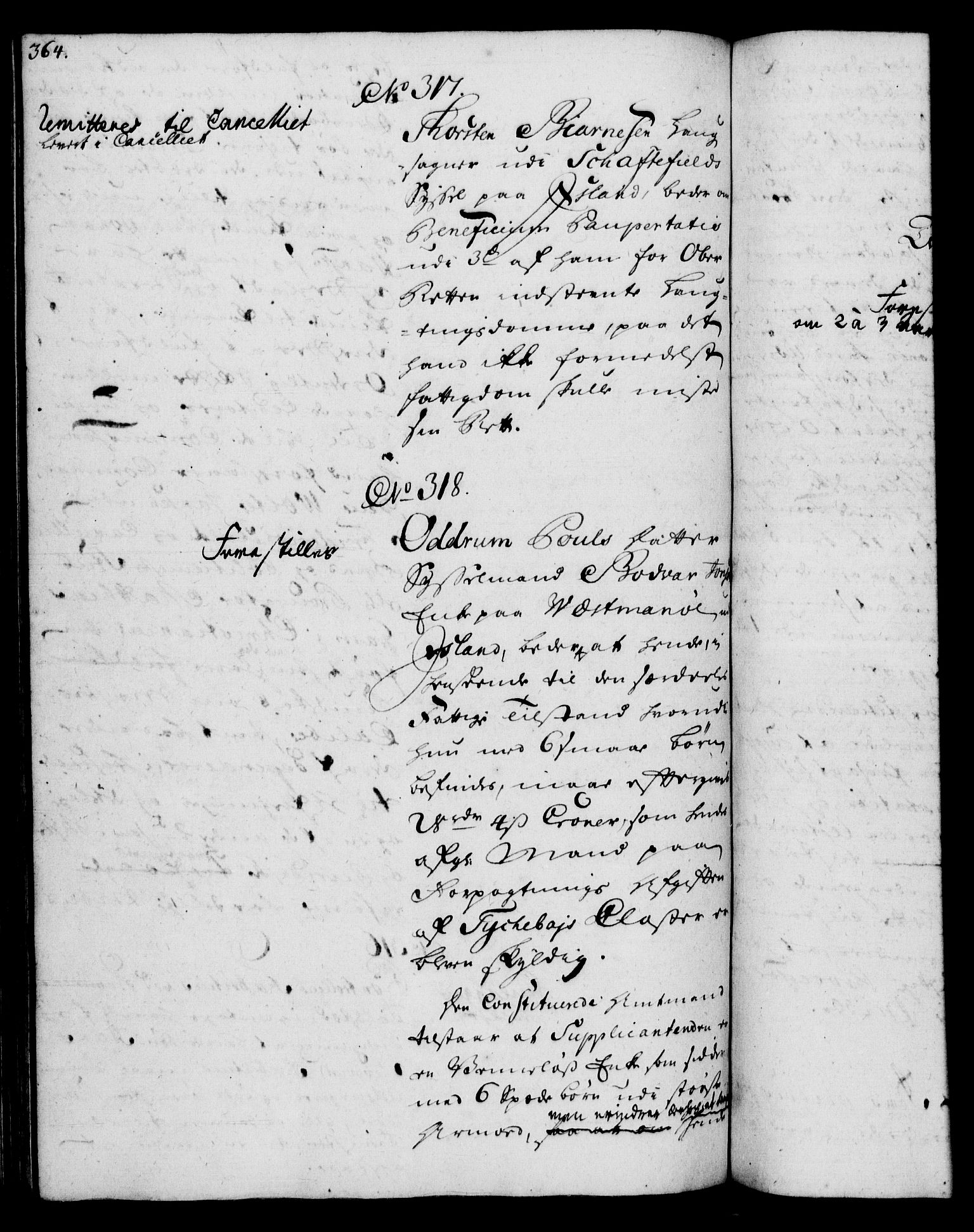Rentekammeret, Kammerkanselliet, AV/RA-EA-3111/G/Gh/Gha/L0032: Norsk ekstraktmemorialprotokoll (merket RK 53.77), 1753-1755, s. 364