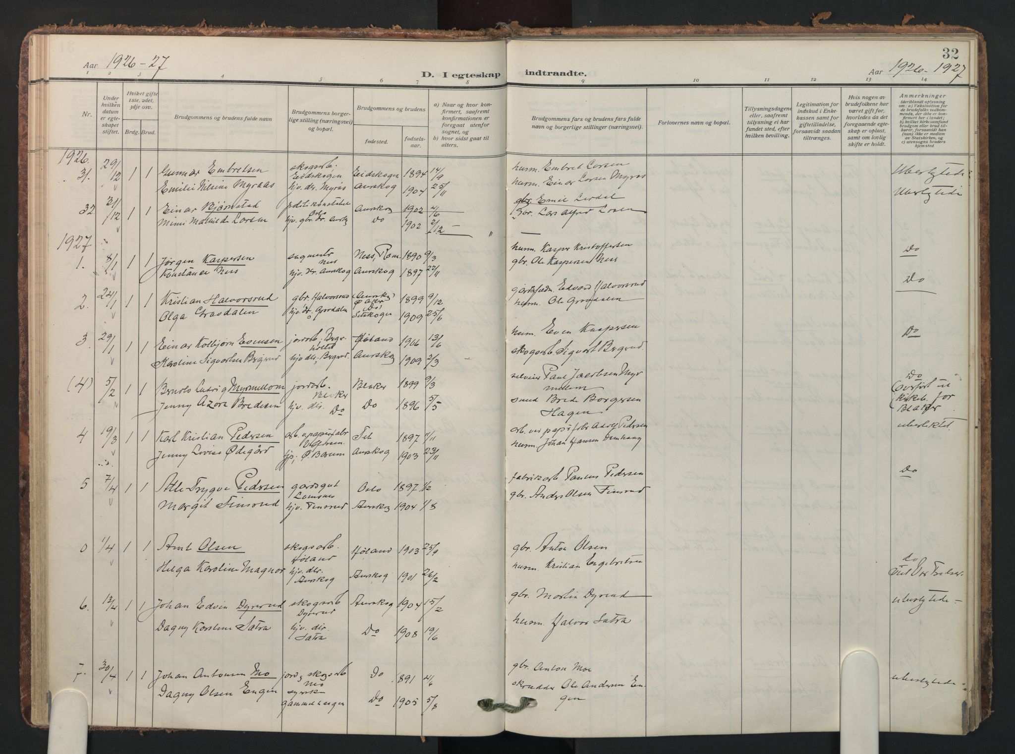 Aurskog prestekontor Kirkebøker, AV/SAO-A-10304a/F/Fa/L0016: Ministerialbok nr. I 16, 1910-1934, s. 32