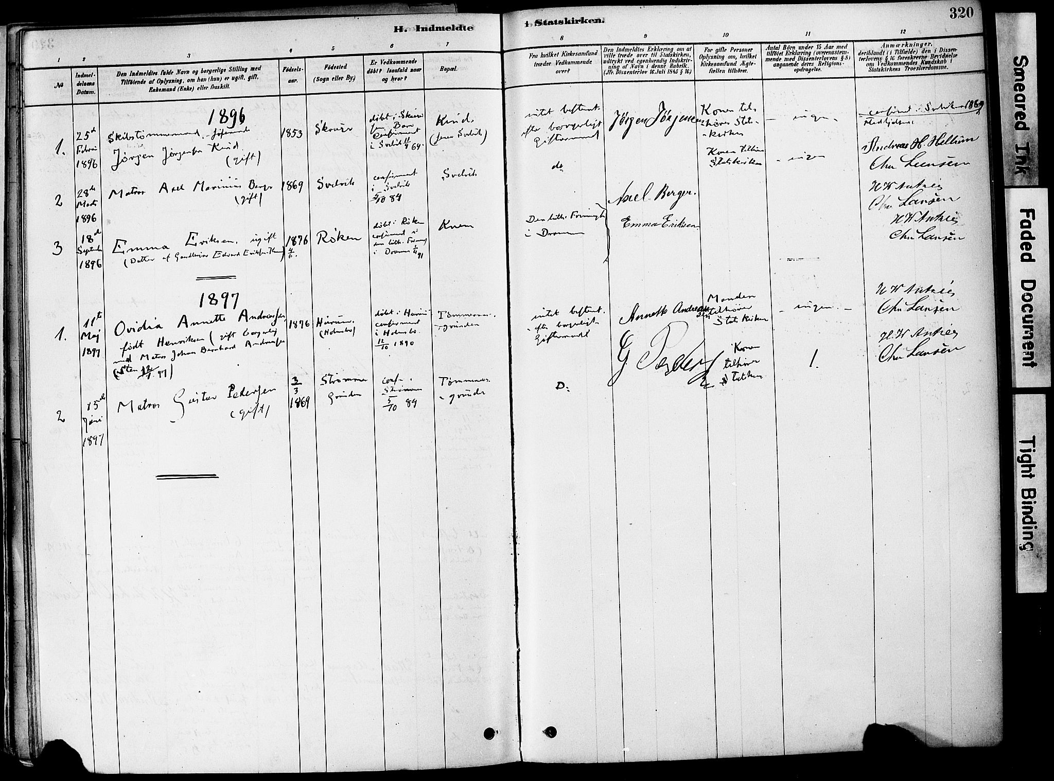 Strømm kirkebøker, AV/SAKO-A-322/F/Fa/L0004: Ministerialbok nr. I 4, 1878-1899, s. 320