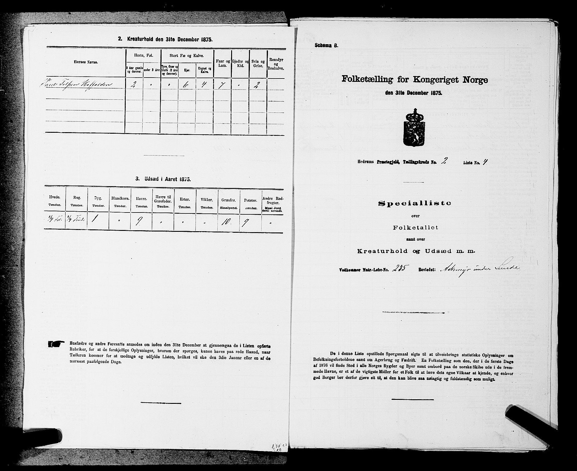 SAKO, Folketelling 1875 for 0727P Hedrum prestegjeld, 1875, s. 139