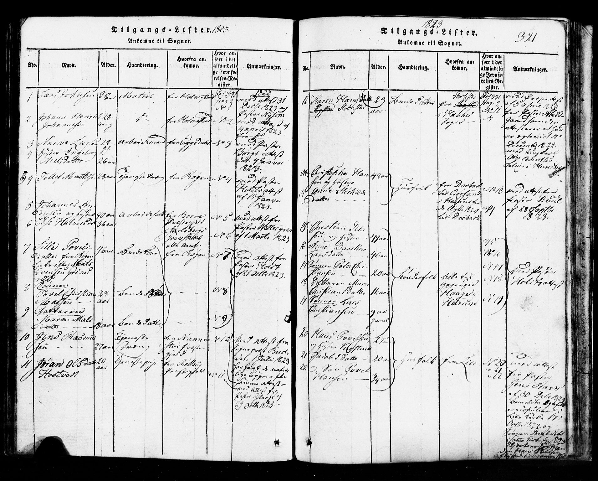 Hurum kirkebøker, AV/SAKO-A-229/G/Ga/L0001: Klokkerbok nr. I 1, 1816-1826, s. 321