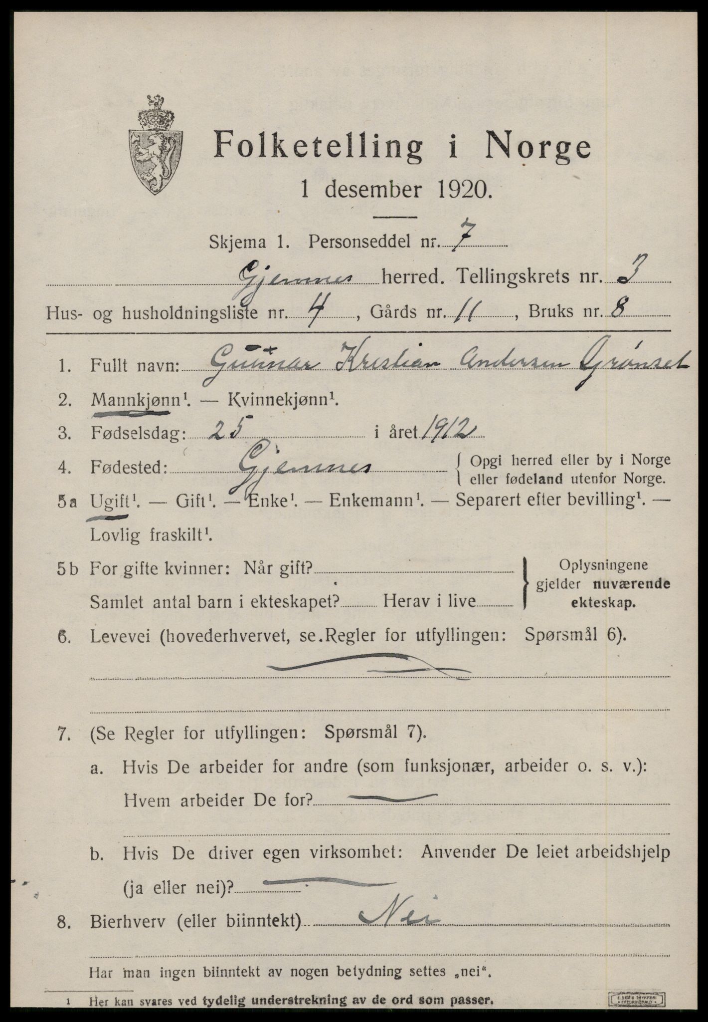SAT, Folketelling 1920 for 1557 Gjemnes herred, 1920, s. 1240
