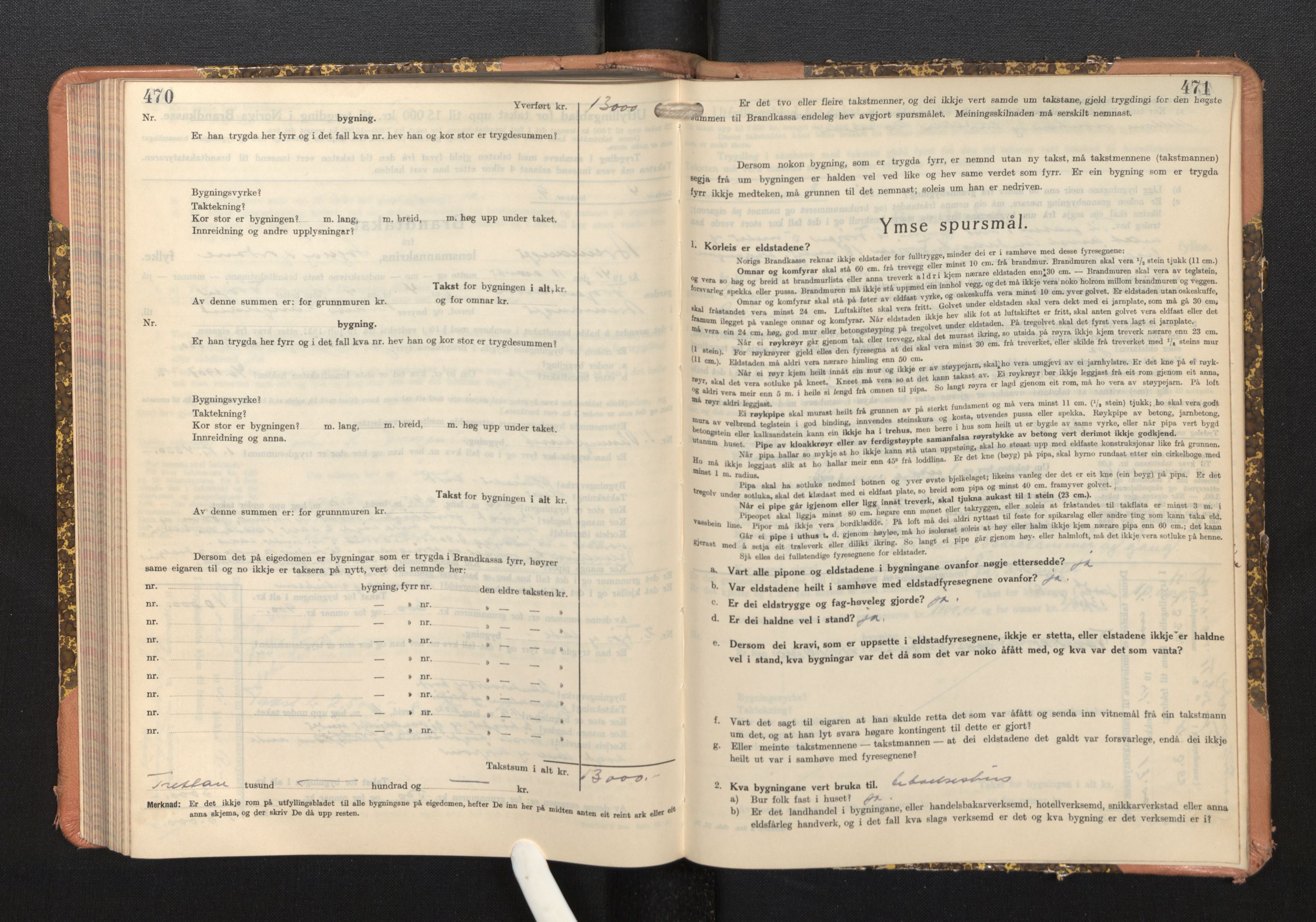 Lensmannen i Bremanger, SAB/A-26701/0012/L0008: Branntakstprotokoll, skjematakst, 1937-1942, s. 470-471