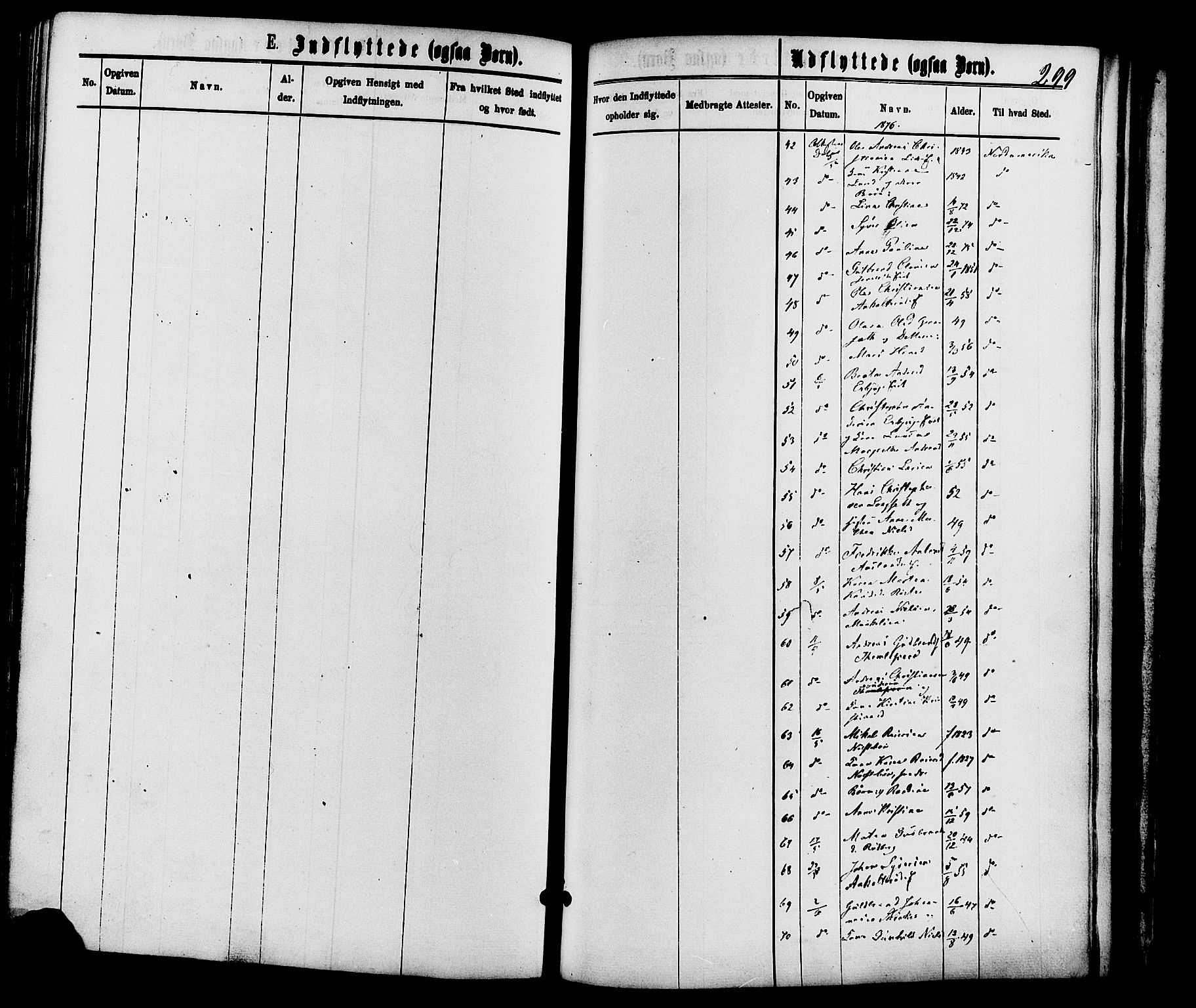 Nordre Land prestekontor, SAH/PREST-124/H/Ha/Haa/L0002: Ministerialbok nr. 2, 1872-1881, s. 299