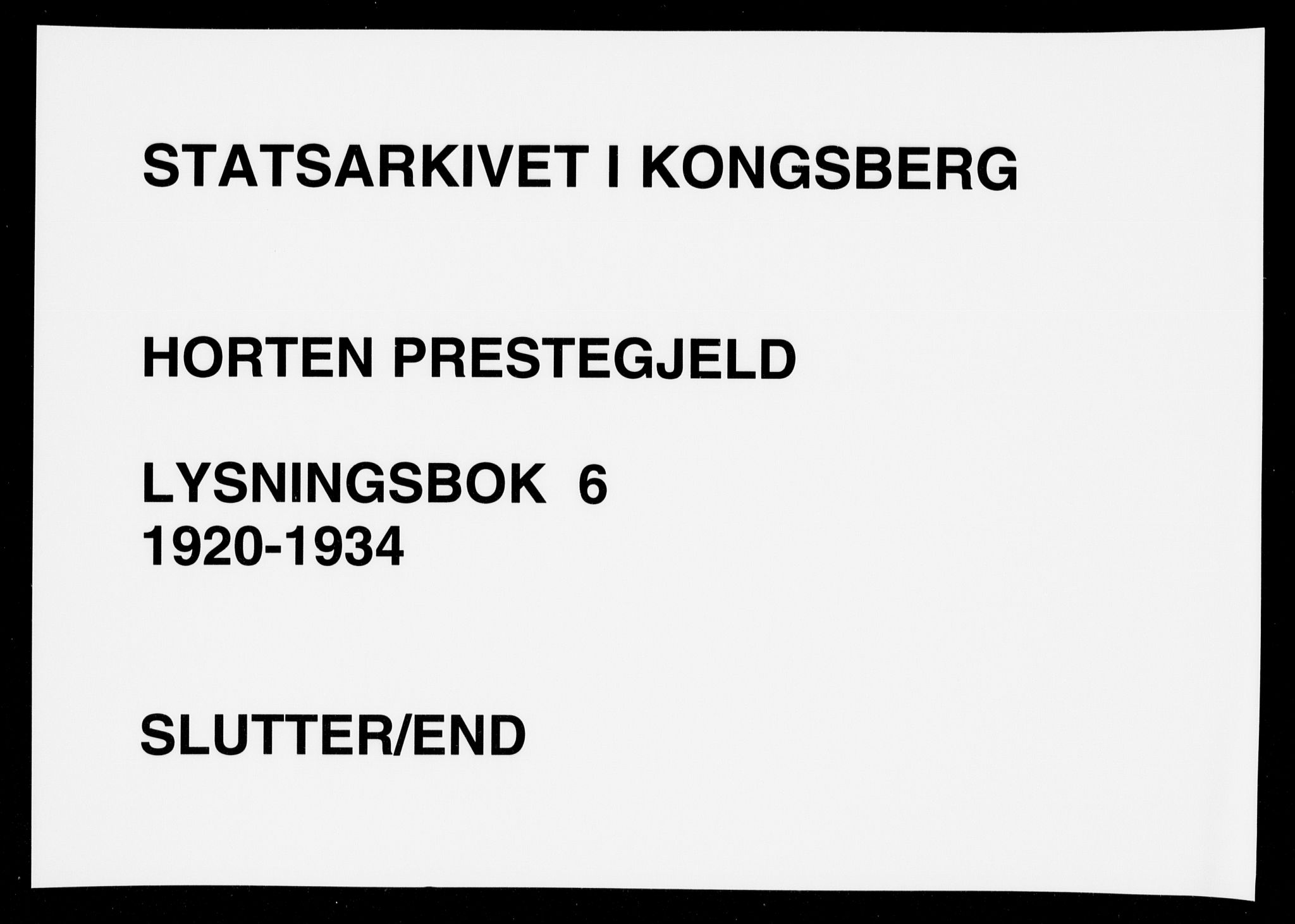 Horten kirkebøker, AV/SAKO-A-348/H/Ha/L0006: Lysningsprotokoll nr. 6, 1920-1934