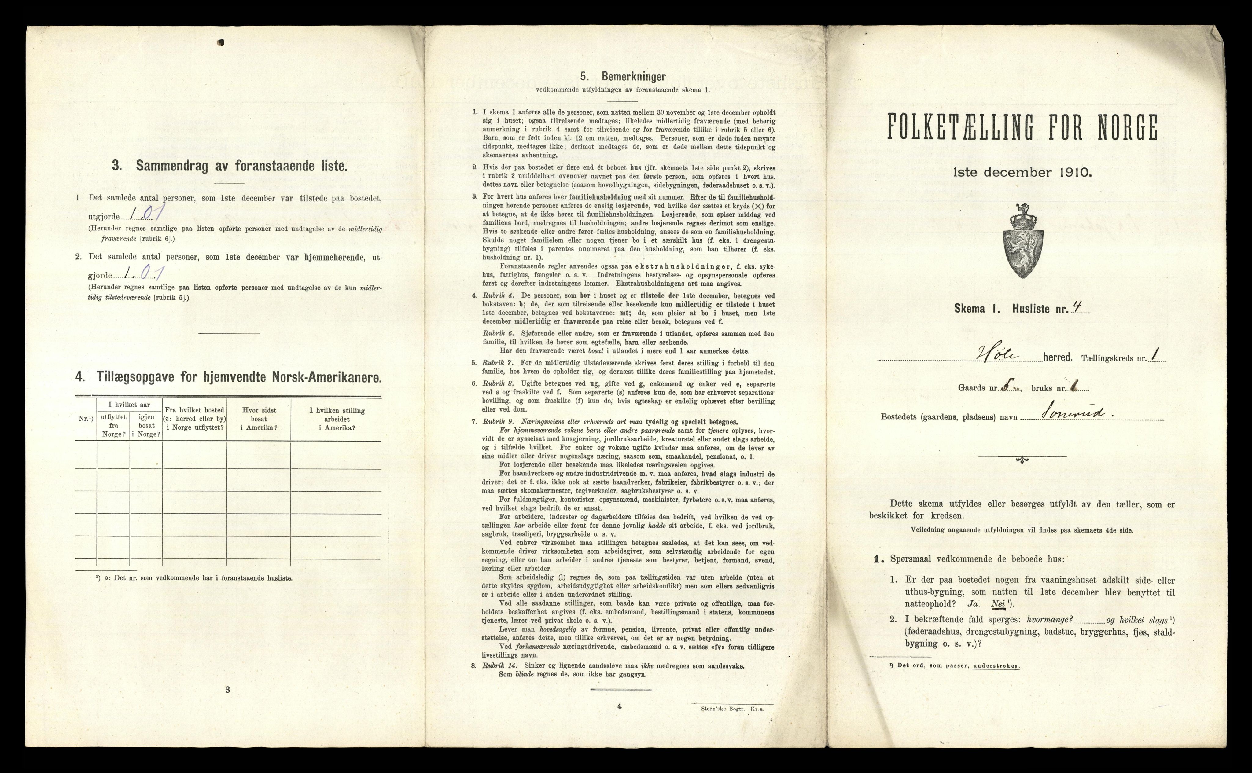 RA, Folketelling 1910 for 0612 Hole herred, 1910, s. 42