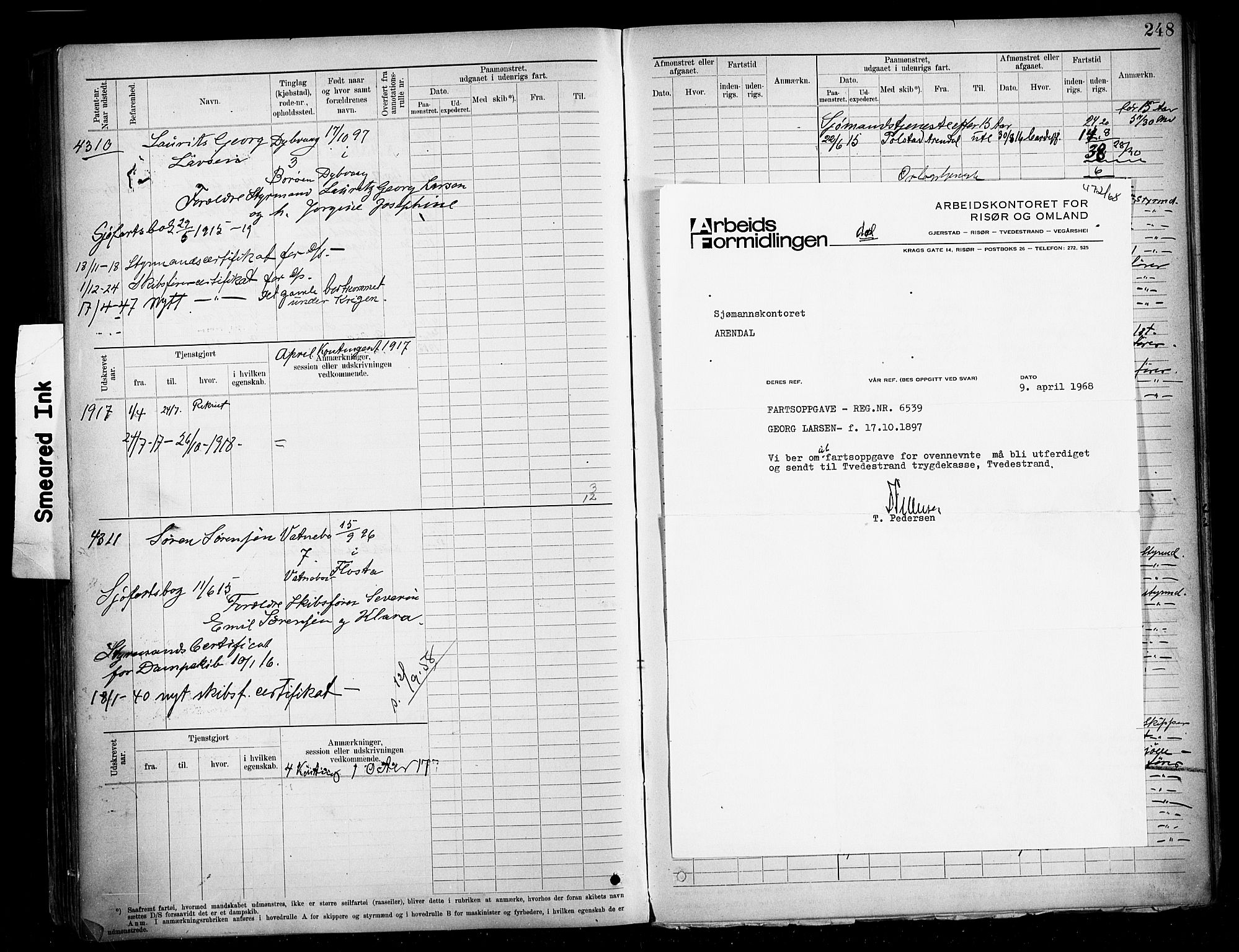 Tvedestrand mønstringskrets, AV/SAK-2031-0011/F/Fb/L0020: Hovedrulle A nr 3819-4409, U-36, 1906-1918, s. 257