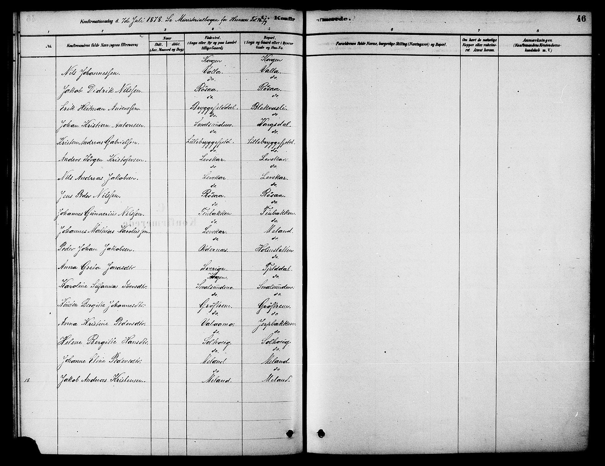 Ministerialprotokoller, klokkerbøker og fødselsregistre - Nordland, SAT/A-1459/826/L0379: Ministerialbok nr. 826A02, 1878-1895, s. 46