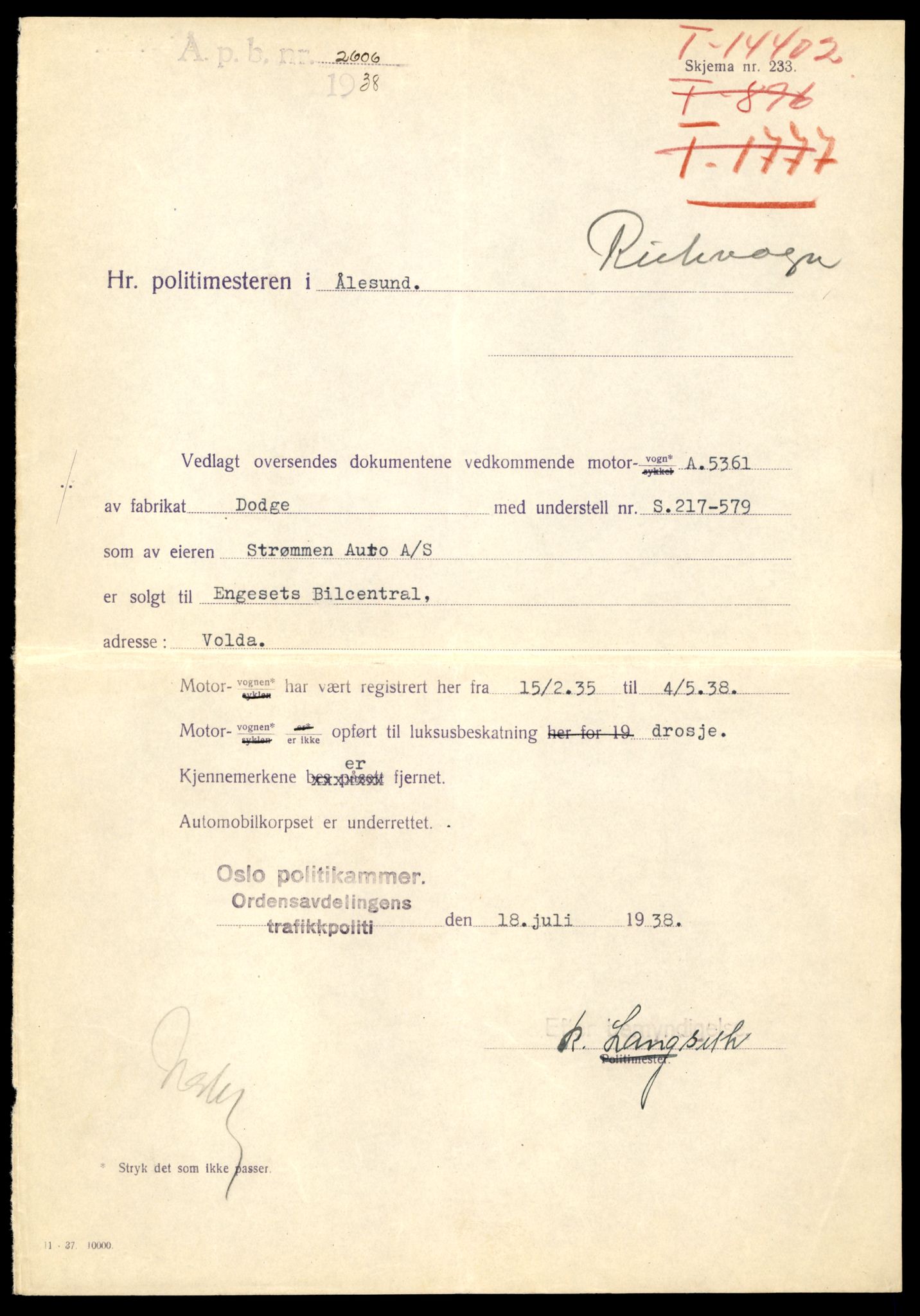 Møre og Romsdal vegkontor - Ålesund trafikkstasjon, AV/SAT-A-4099/F/Fe/L0045: Registreringskort for kjøretøy T 14320 - T 14444, 1927-1998, s. 2103