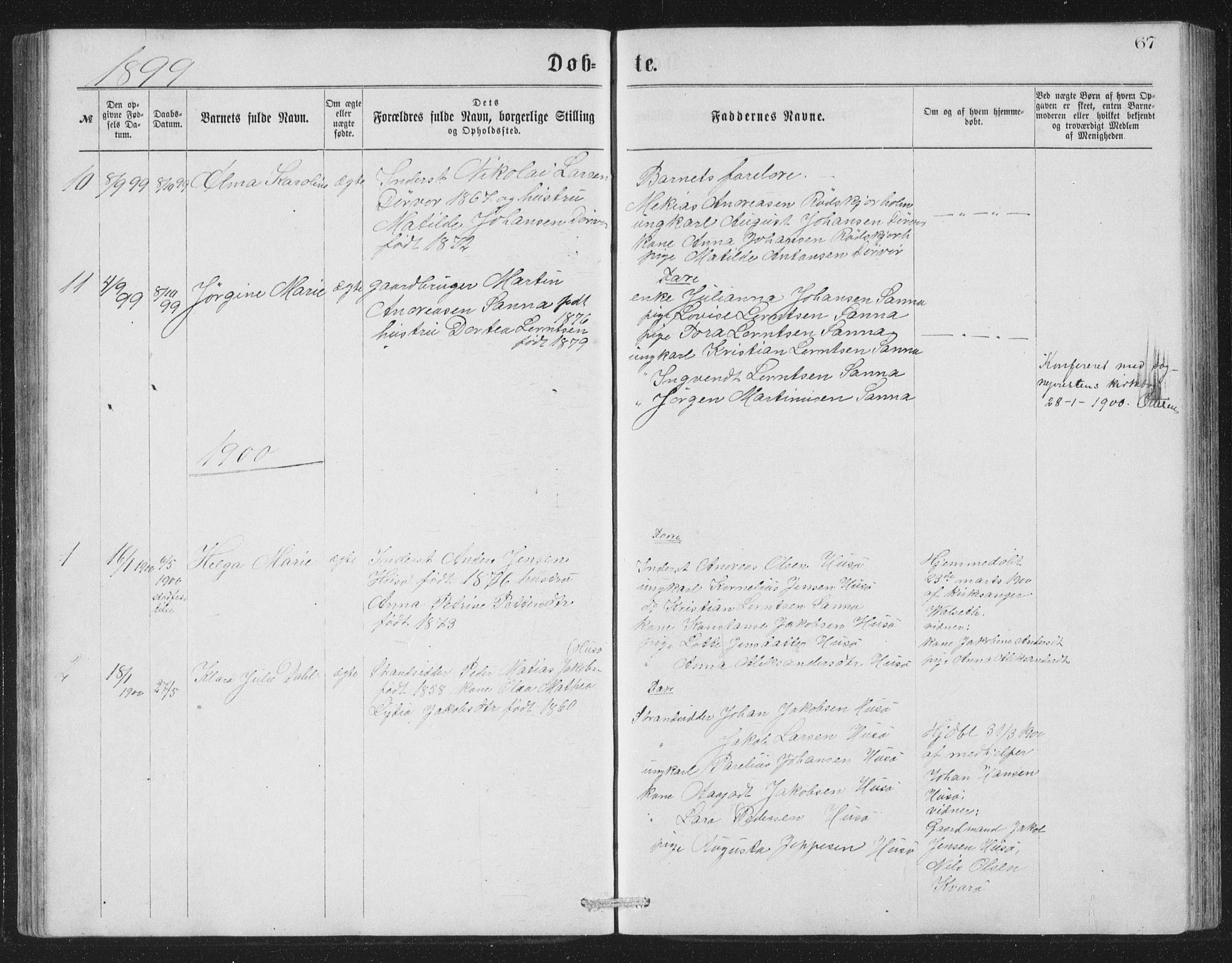 Ministerialprotokoller, klokkerbøker og fødselsregistre - Nordland, AV/SAT-A-1459/840/L0582: Klokkerbok nr. 840C02, 1874-1900, s. 67