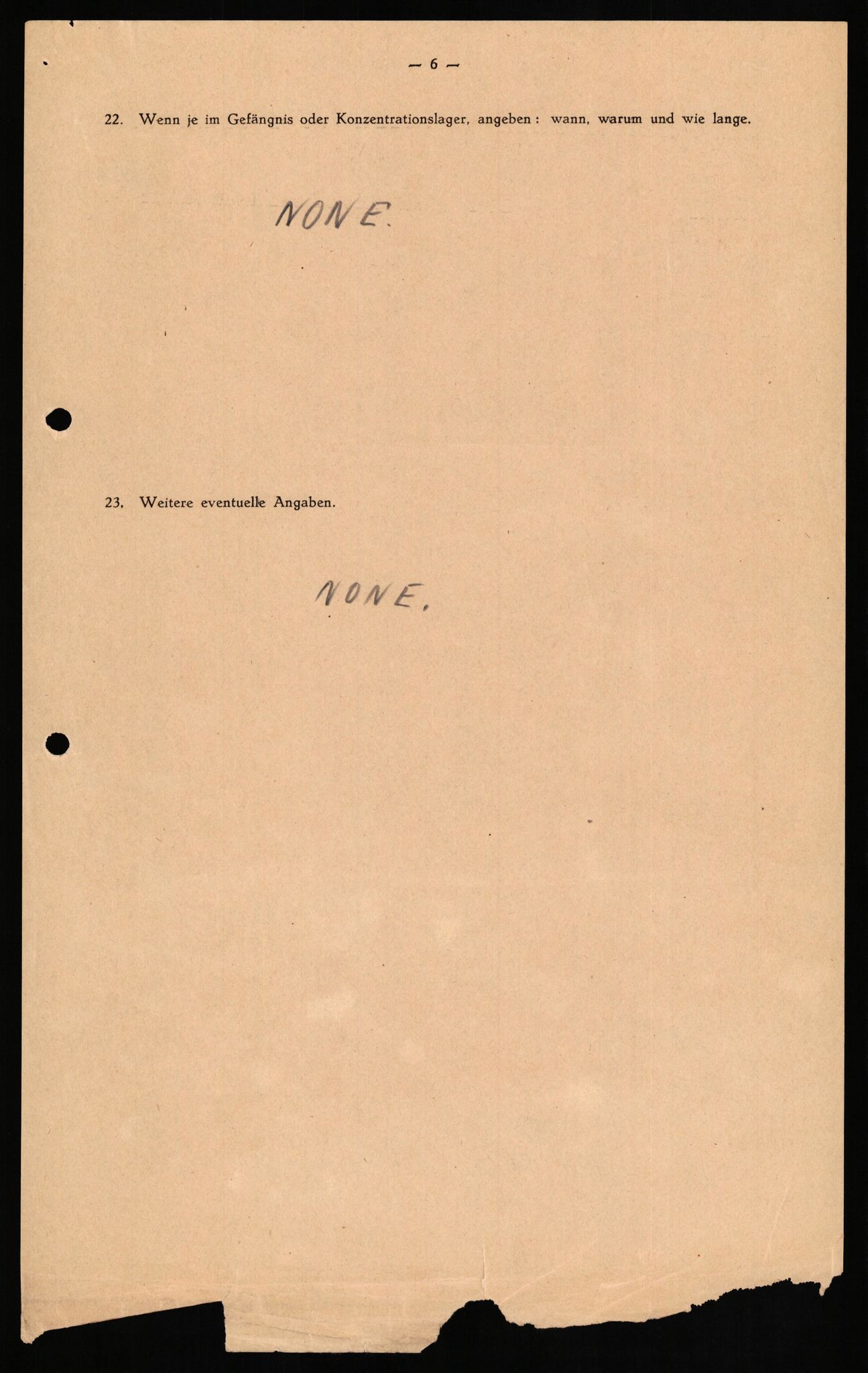 Forsvaret, Forsvarets overkommando II, RA/RAFA-3915/D/Db/L0022: CI Questionaires. Tyske okkupasjonsstyrker i Norge. Tyskere., 1945-1946, s. 201