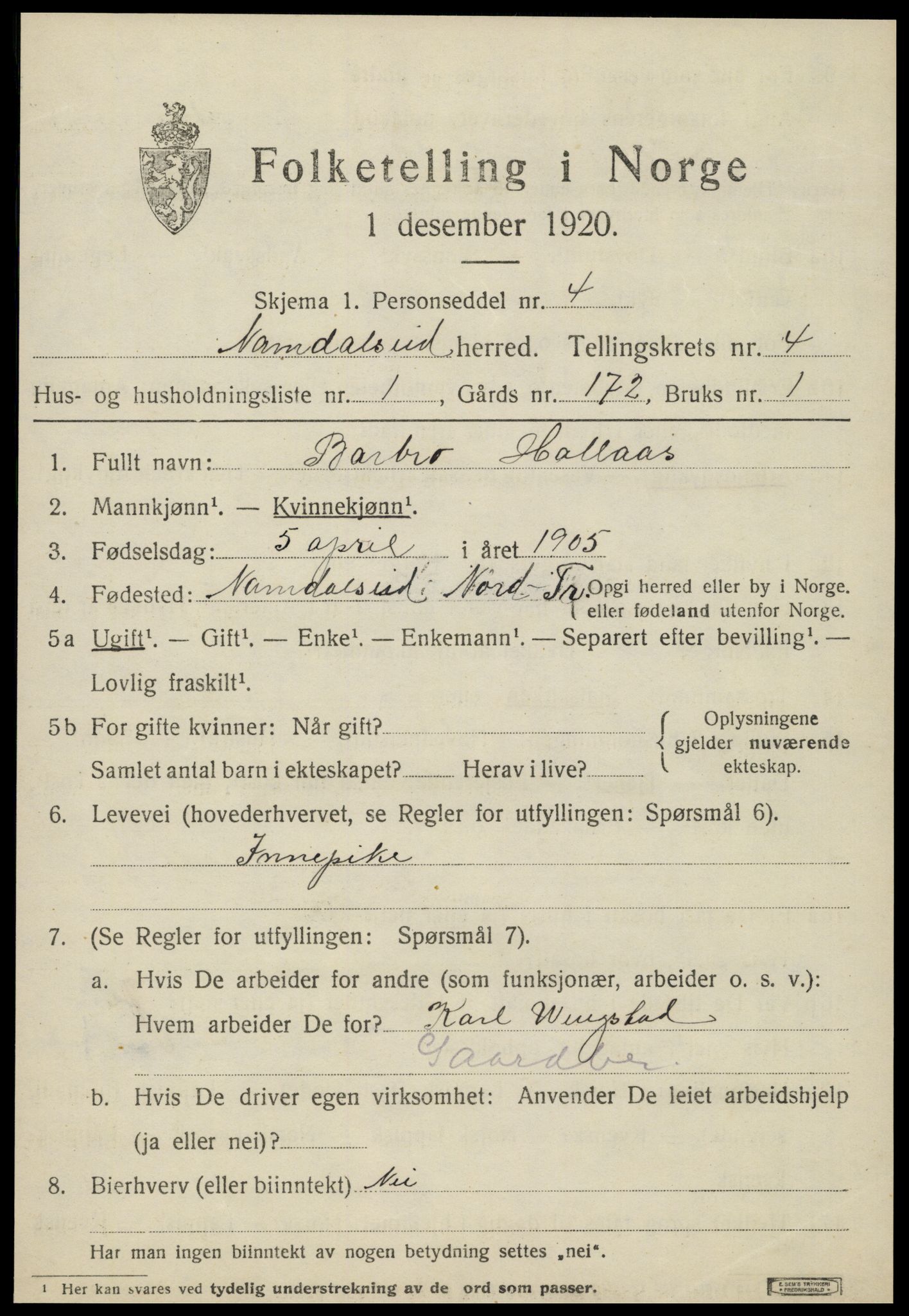 SAT, Folketelling 1920 for 1725 Namdalseid herred, 1920, s. 2934