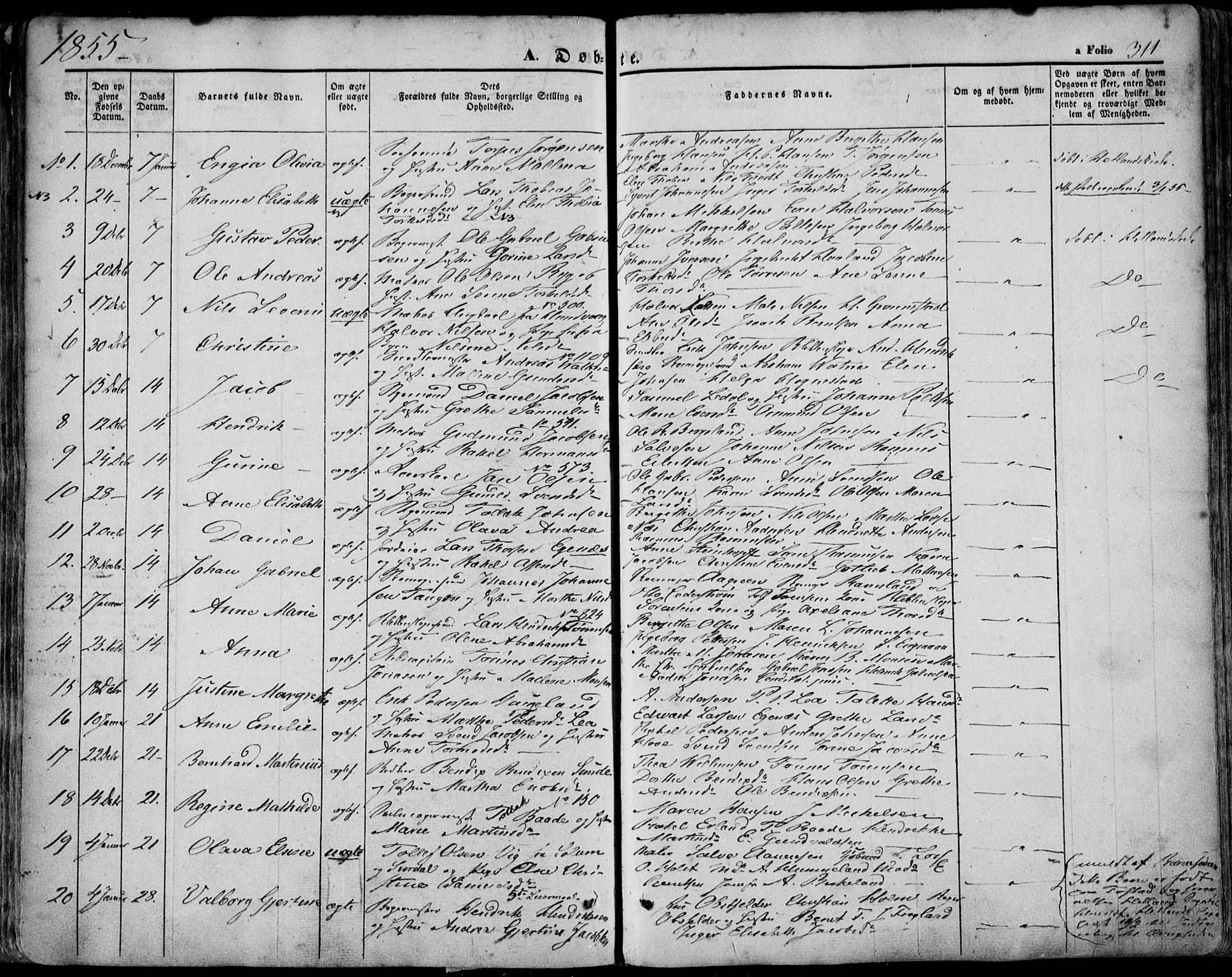 Domkirken sokneprestkontor, AV/SAST-A-101812/001/30/30BA/L0016: Ministerialbok nr. A 15, 1844-1854, s. 311