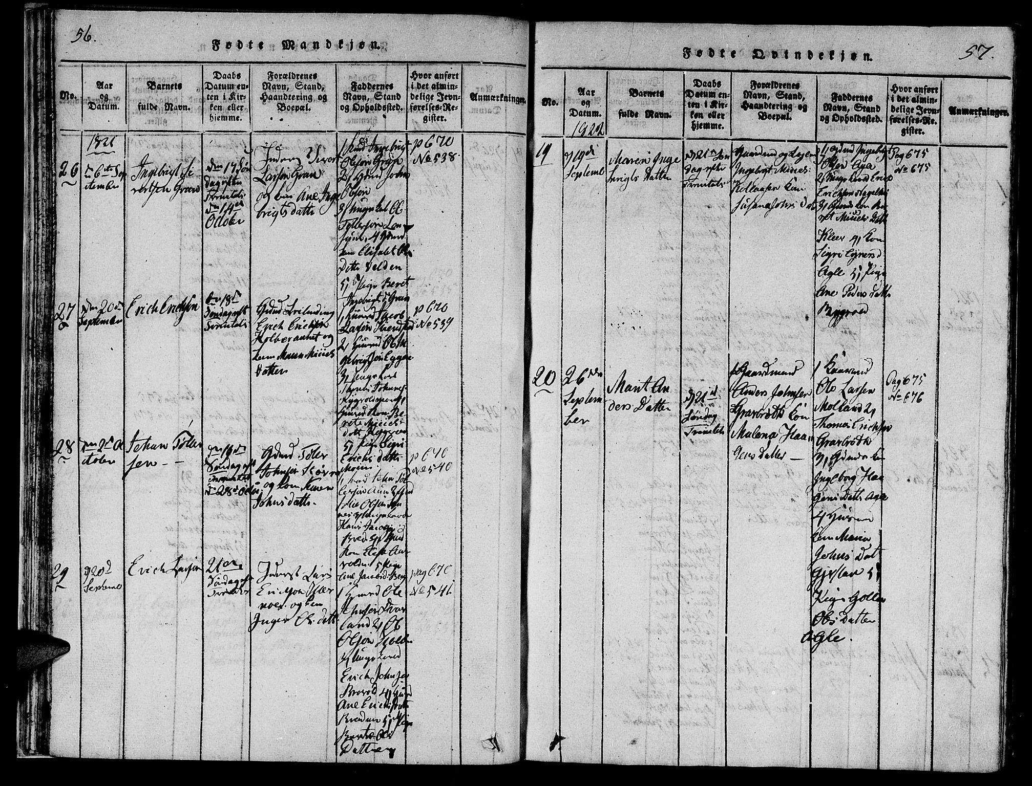 Ministerialprotokoller, klokkerbøker og fødselsregistre - Nord-Trøndelag, SAT/A-1458/749/L0479: Klokkerbok nr. 749C01, 1817-1829, s. 56-57