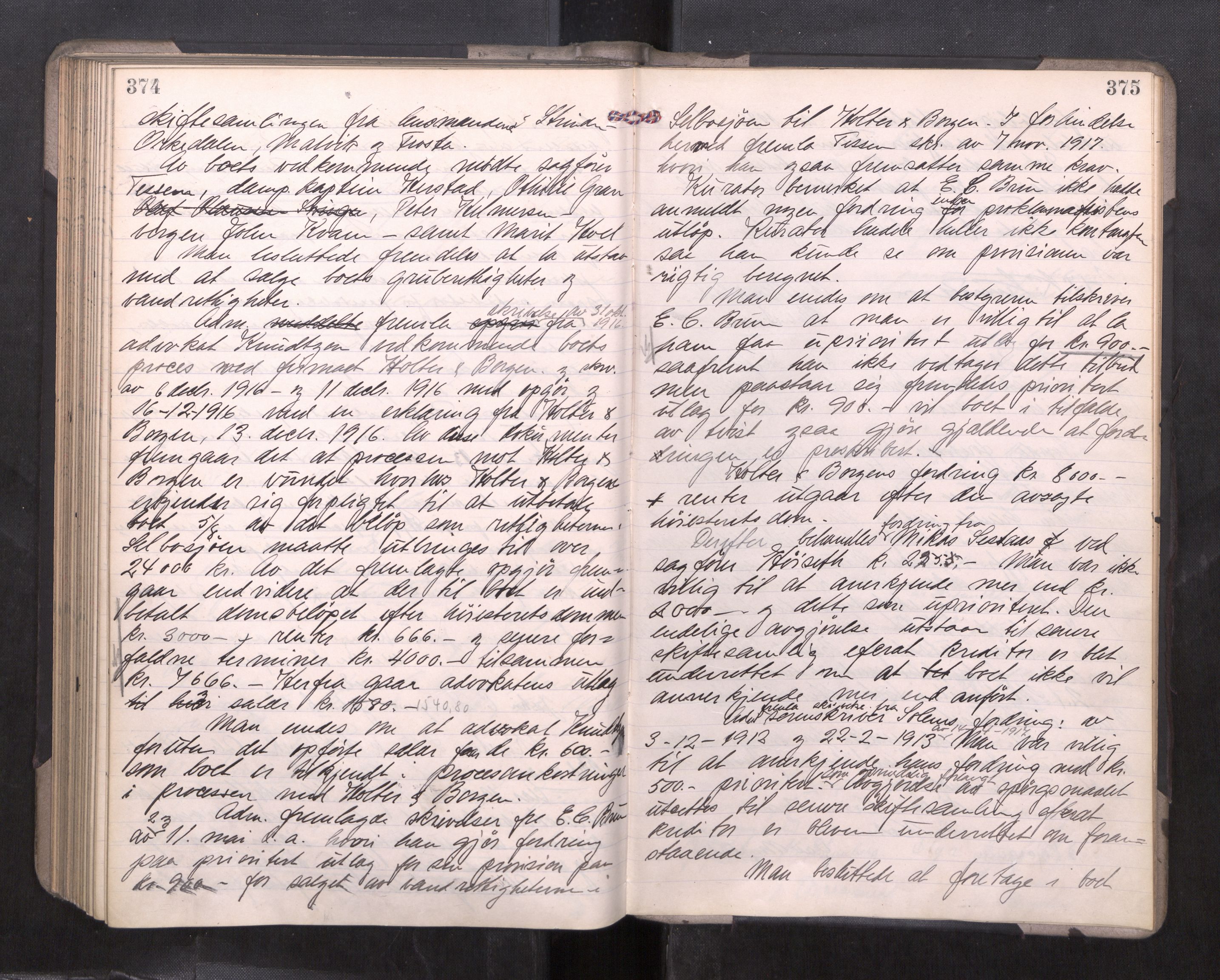 Strinda og Selbu sorenskriveri, AV/SAT-A-0015/3/3B/L0012: Skifteforhandlingsprot. 12, 1915-1919, s. 374-375