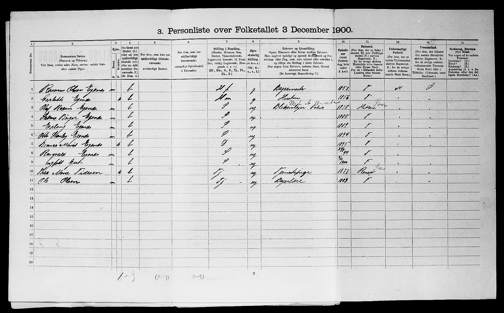 SAST, Folketelling 1900 for 1103 Stavanger kjøpstad, 1900, s. 8350