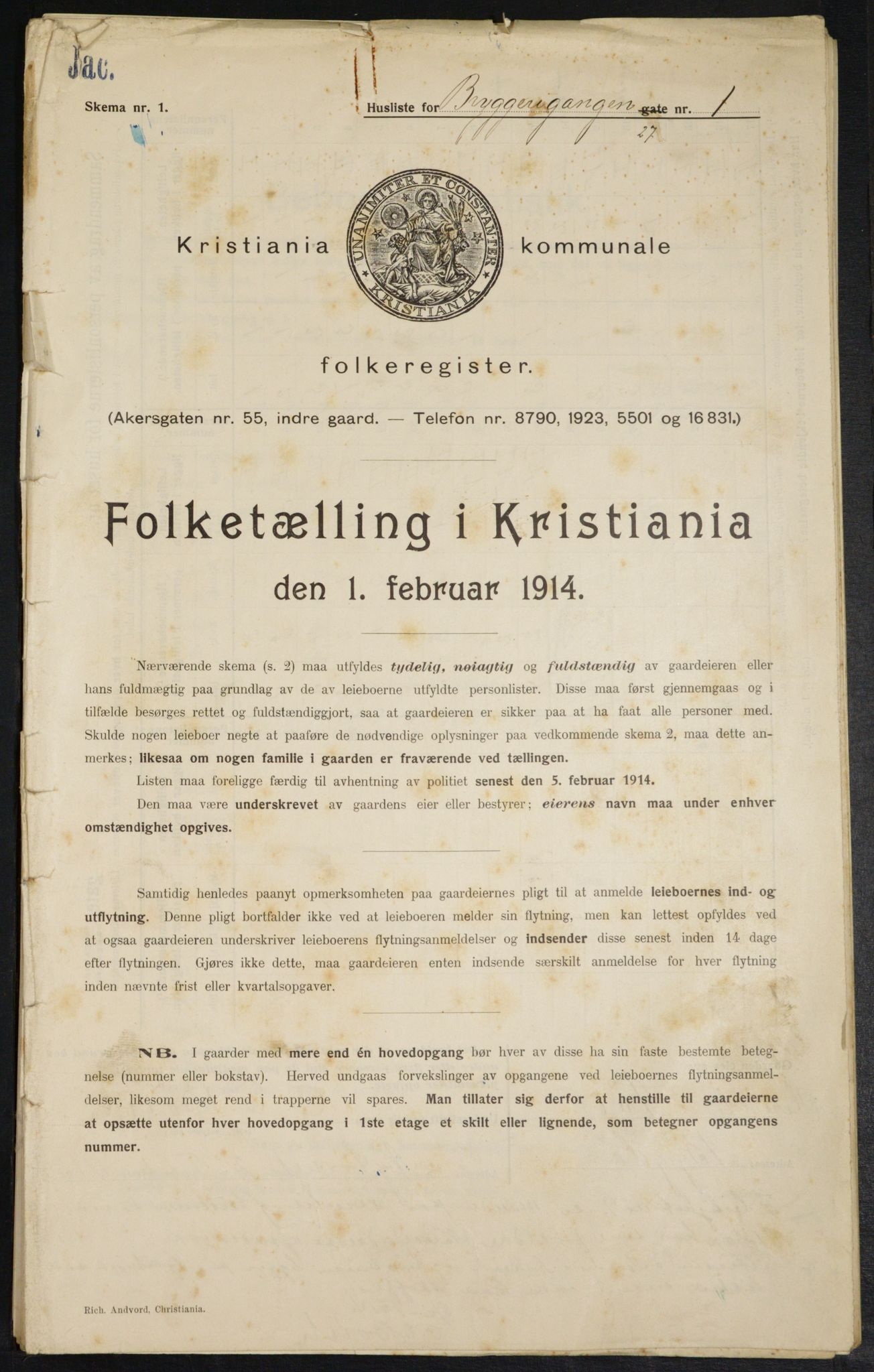 OBA, Kommunal folketelling 1.2.1914 for Kristiania, 1914, s. 9998