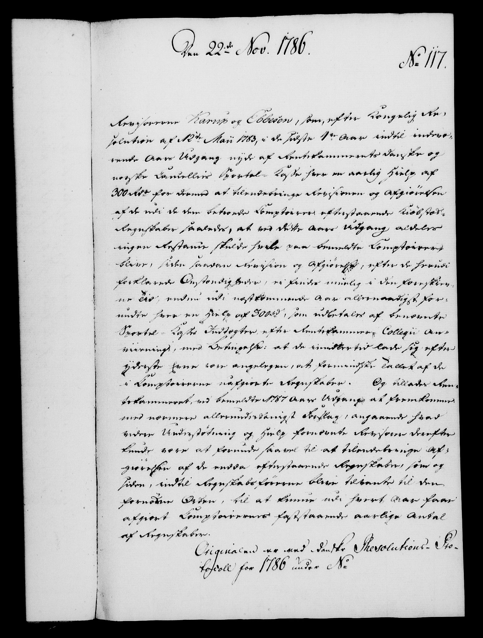 Rentekammeret, Kammerkanselliet, AV/RA-EA-3111/G/Gf/Gfa/L0068: Norsk relasjons- og resolusjonsprotokoll (merket RK 52.68), 1786, s. 986