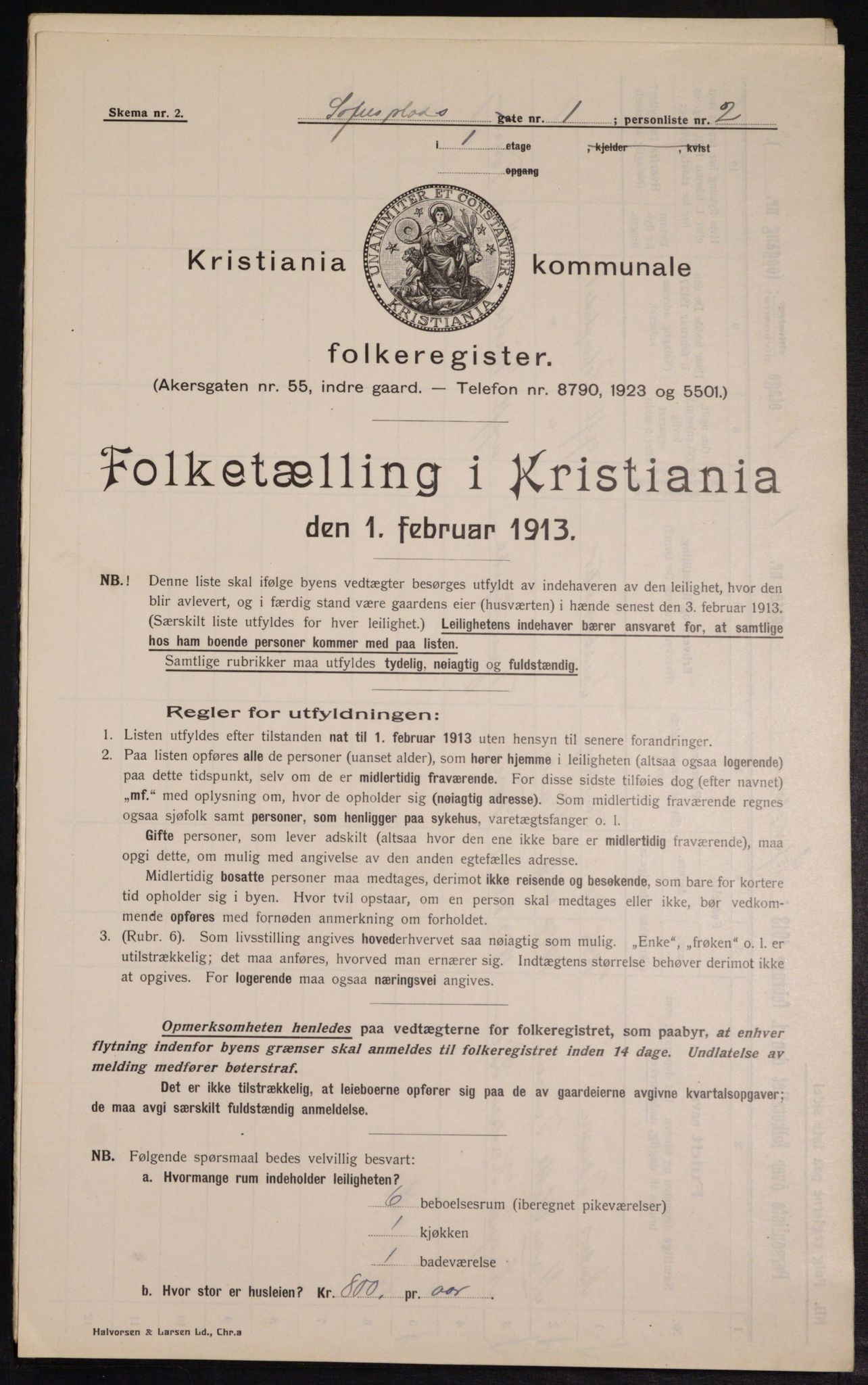 OBA, Kommunal folketelling 1.2.1913 for Kristiania, 1913, s. 99374