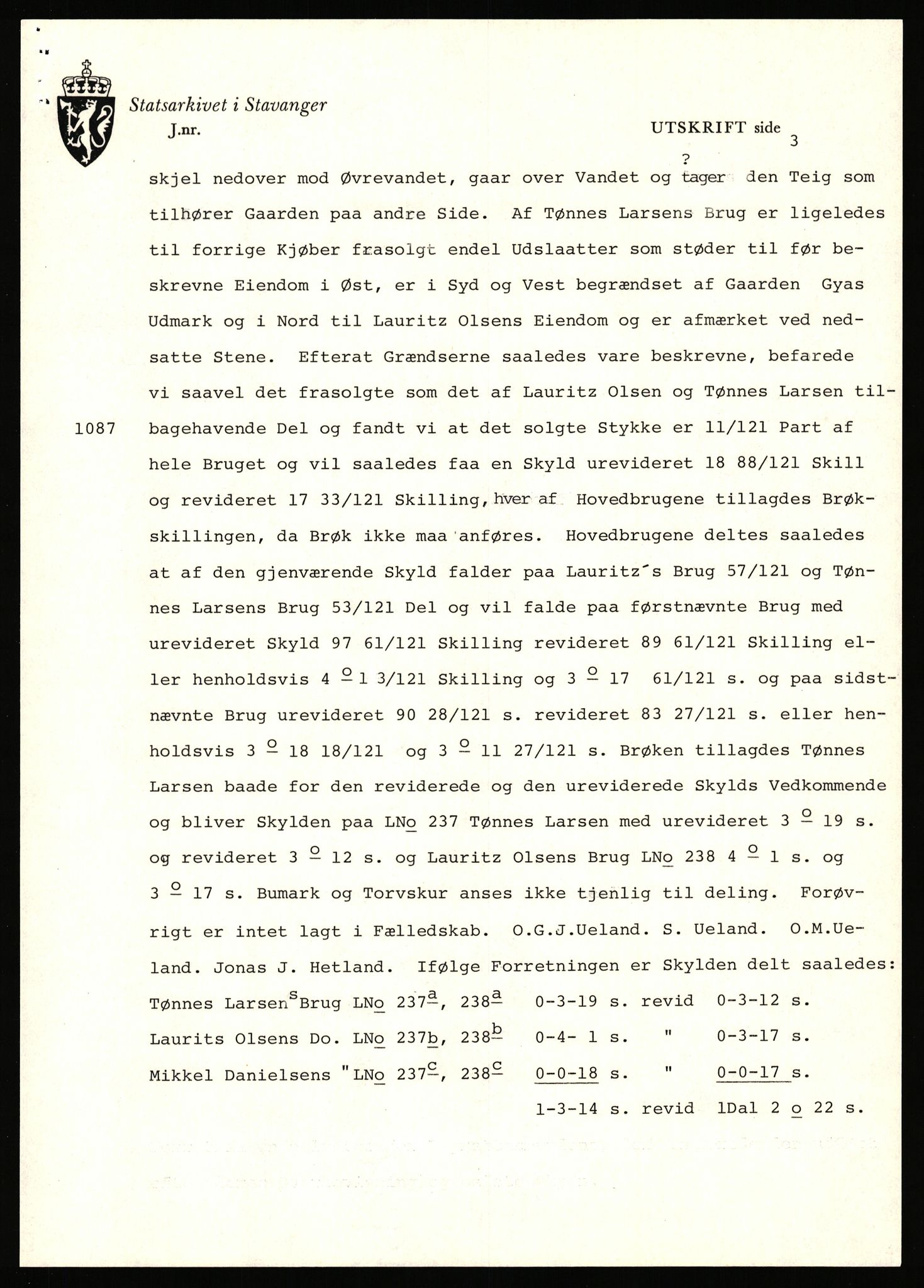 Statsarkivet i Stavanger, AV/SAST-A-101971/03/Y/Yj/L0028: Avskrifter sortert etter gårdsnavn: Gudla - Haga i Håland, 1750-1930, s. 326